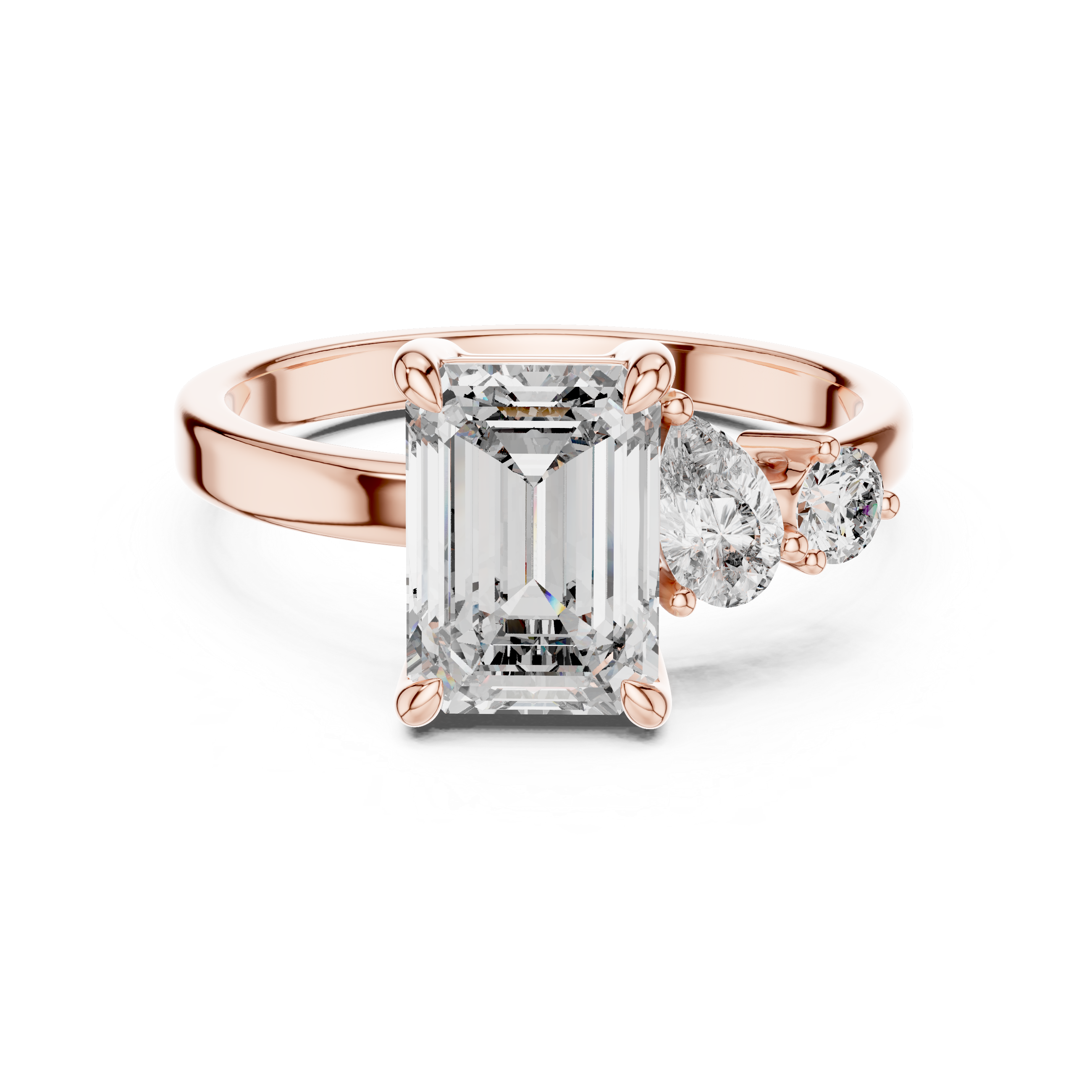 Emerald, Pear And Round Cut Brilliant Moissanite VVS1 Eternity Engagement Ring