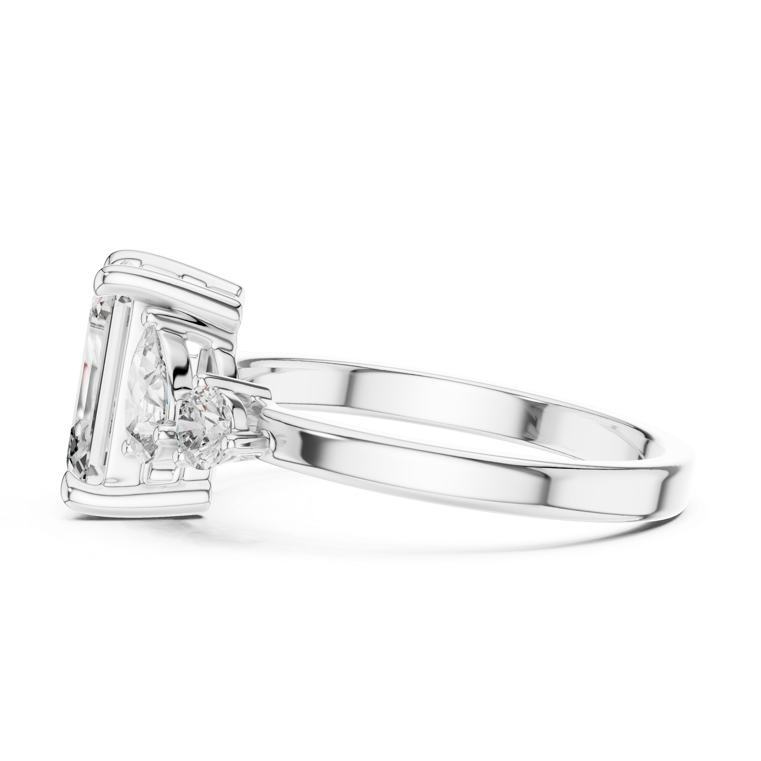 Emerald, Pear And Round Cut Brilliant Moissanite VVS1 Eternity Engagement Ring