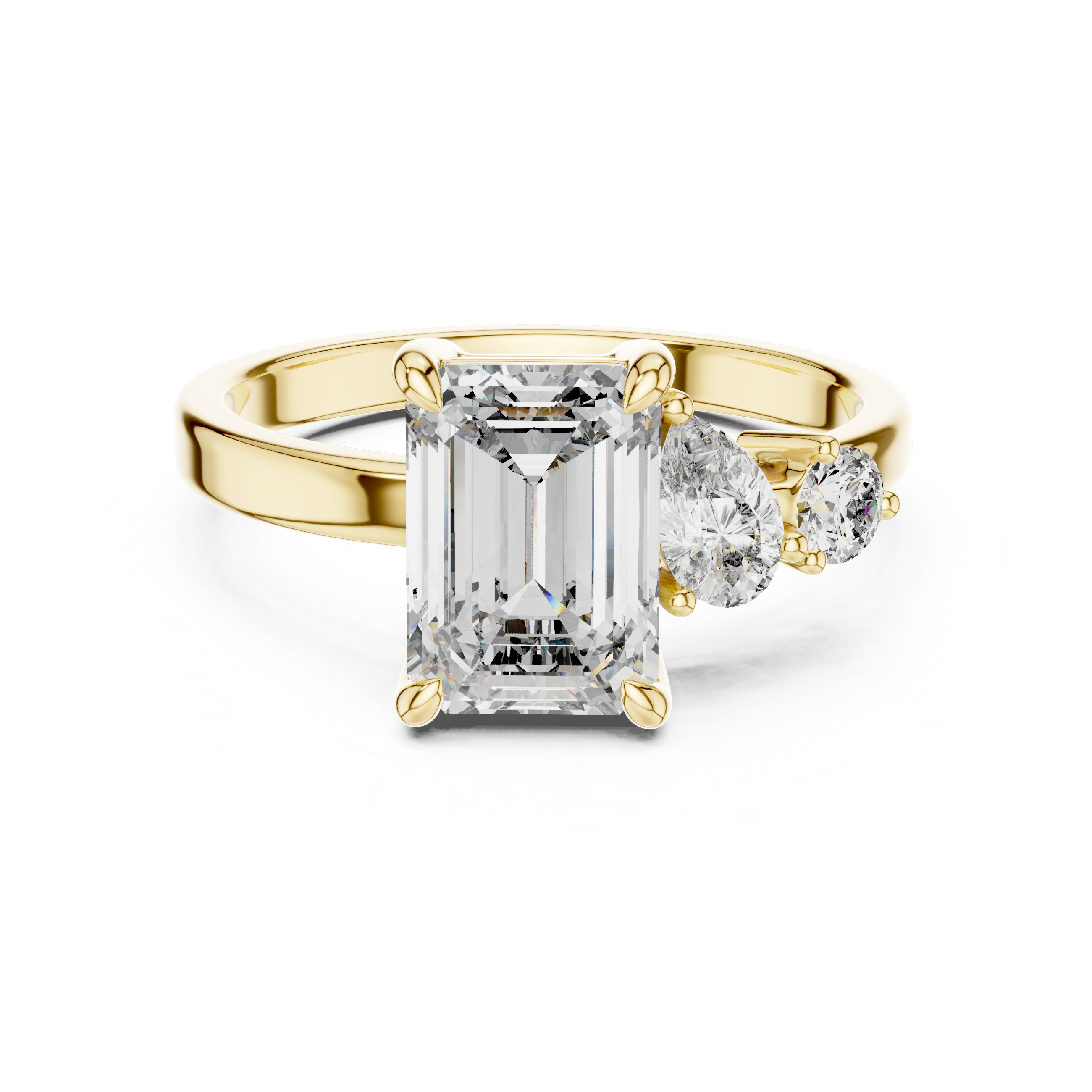 Emerald, Pear And Round Cut Brilliant Moissanite VVS1 Eternity Engagement Ring