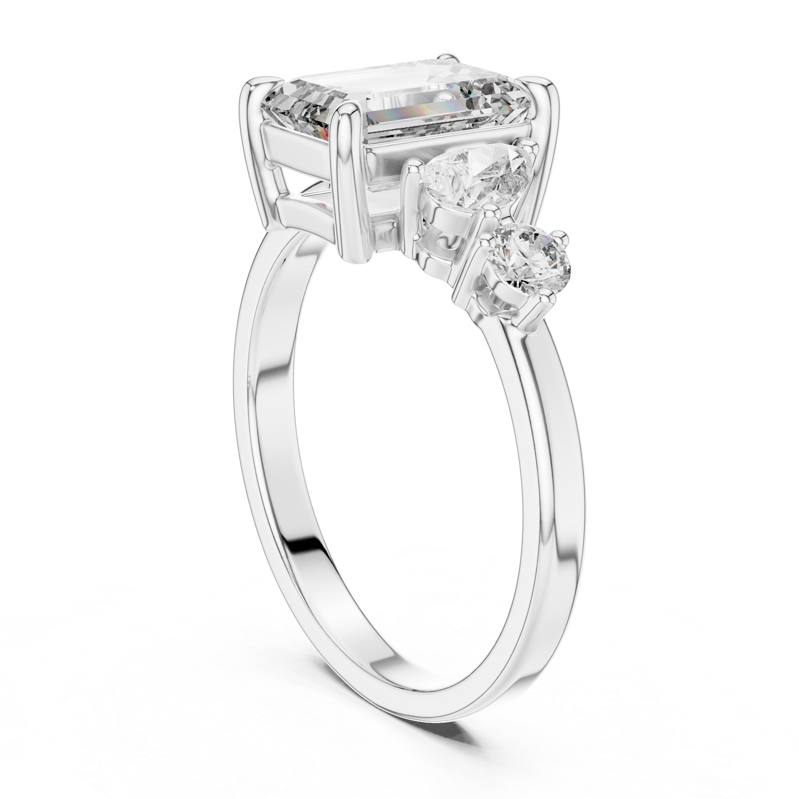 Emerald, Pear And Round Cut Brilliant Moissanite VVS1 Eternity Engagement Ring