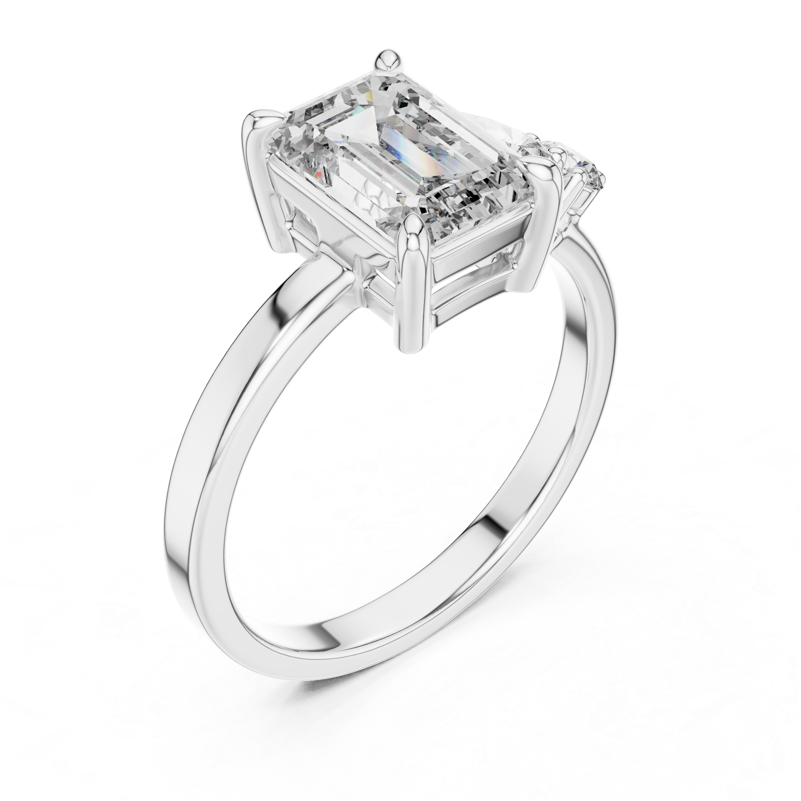 Emerald, Pear And Round Cut Brilliant Moissanite VVS1 Eternity Engagement Ring