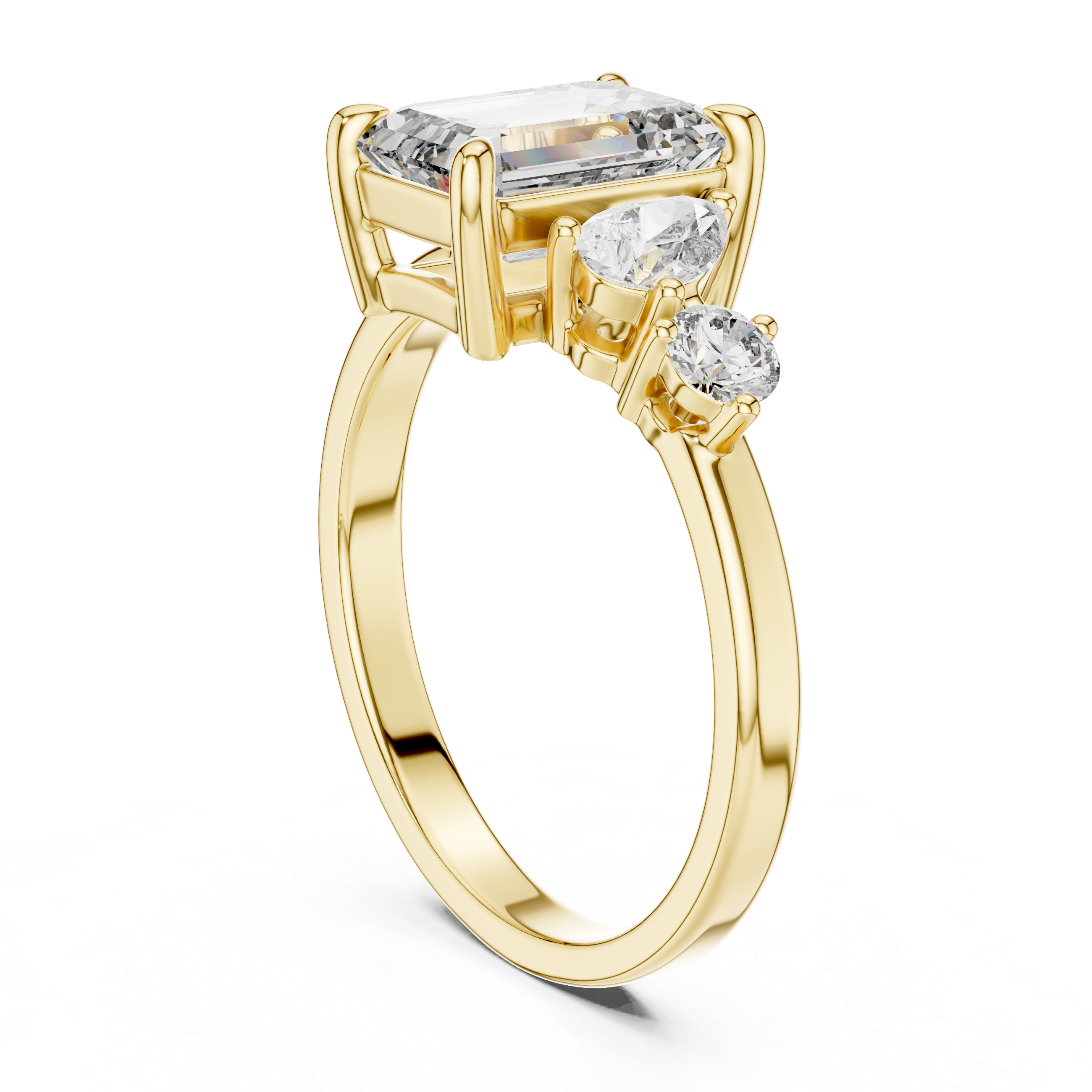 Emerald, Pear And Round Cut Brilliant Moissanite VVS1 Eternity Engagement Ring
