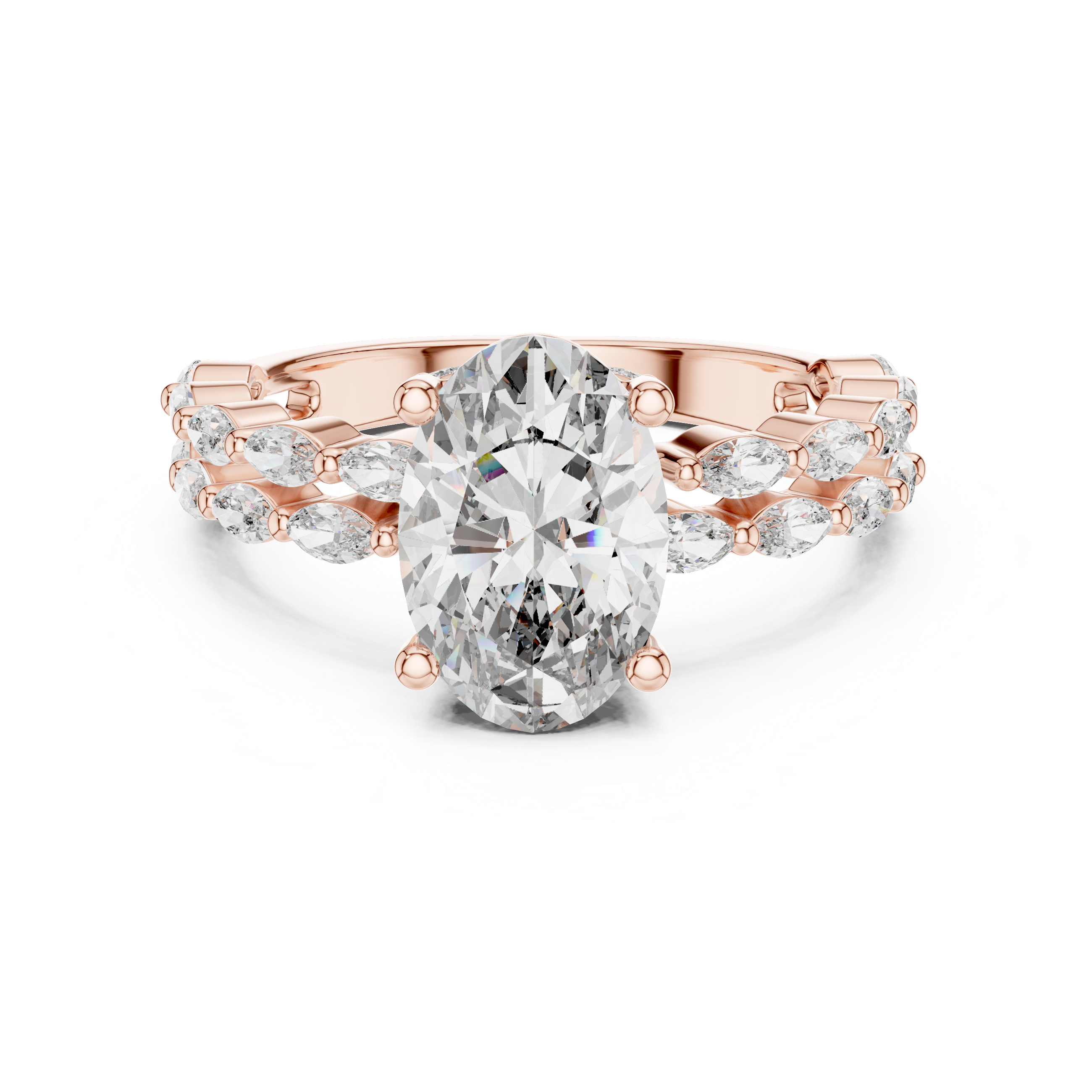 Oval And Marquise Cut Brilliant Moissanite VVS1 Eternity Engagement Ring