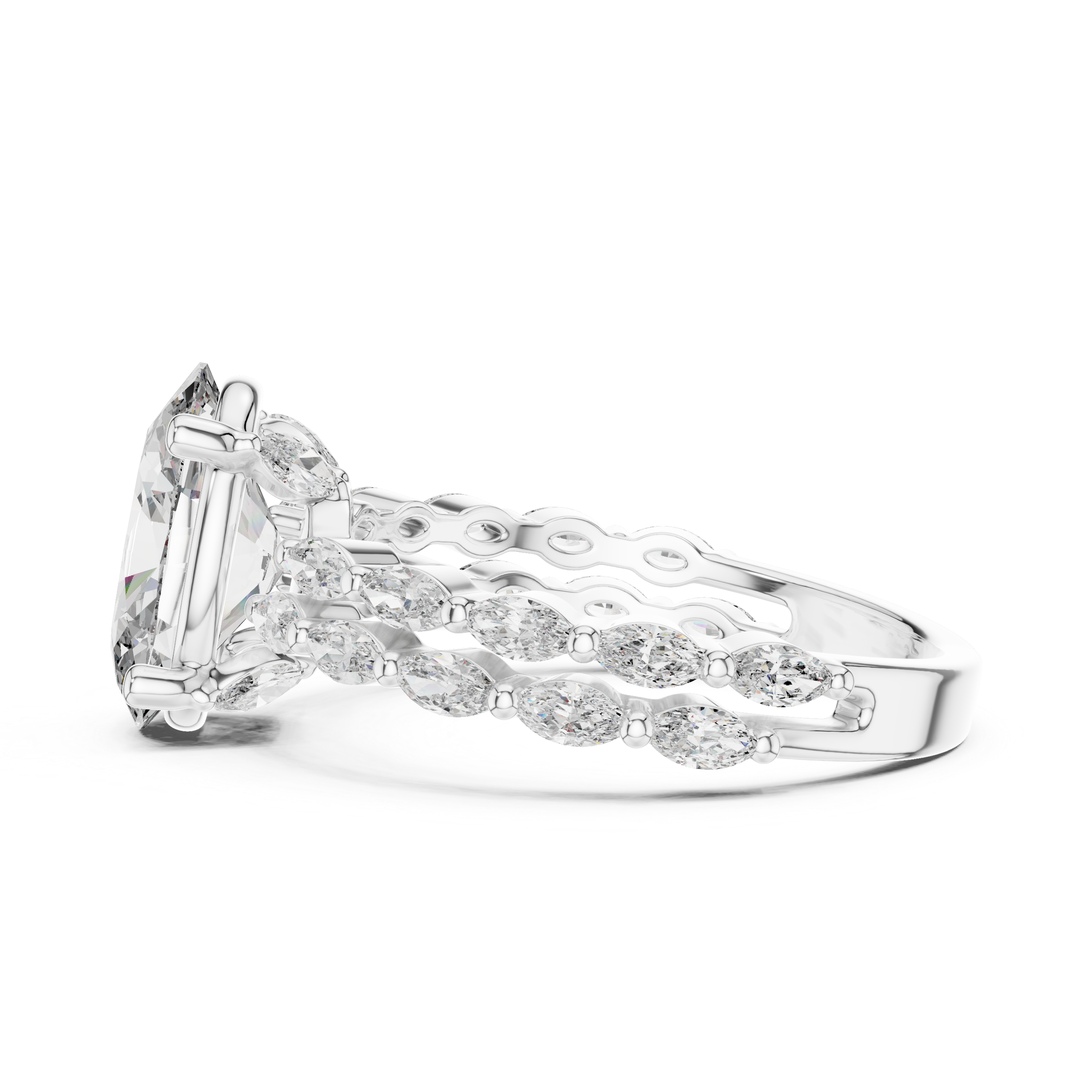 Oval And Marquise Cut Brilliant Moissanite VVS1 Eternity Engagement Ring