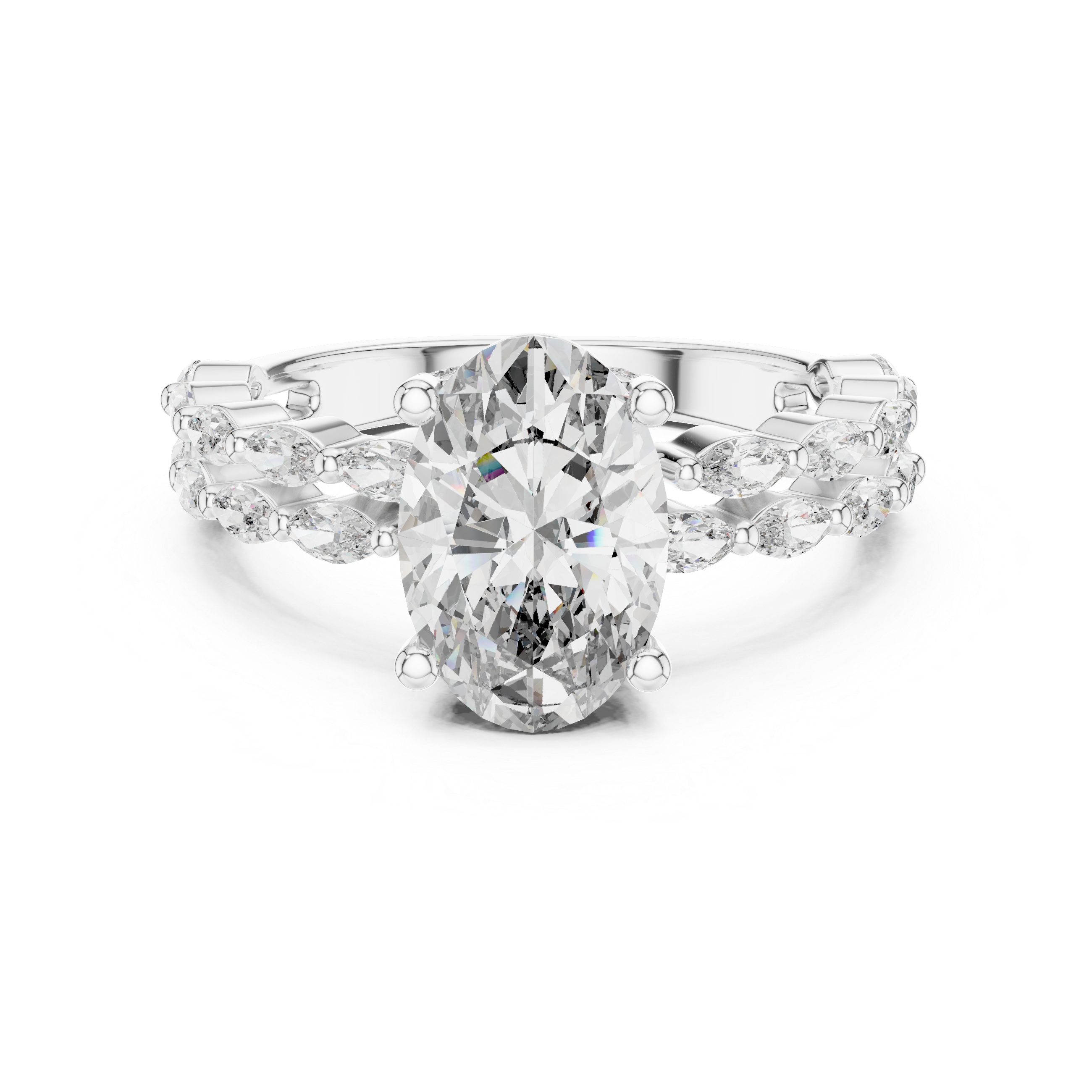 Oval And Marquise Cut Brilliant Moissanite VVS1 Eternity Engagement Ring