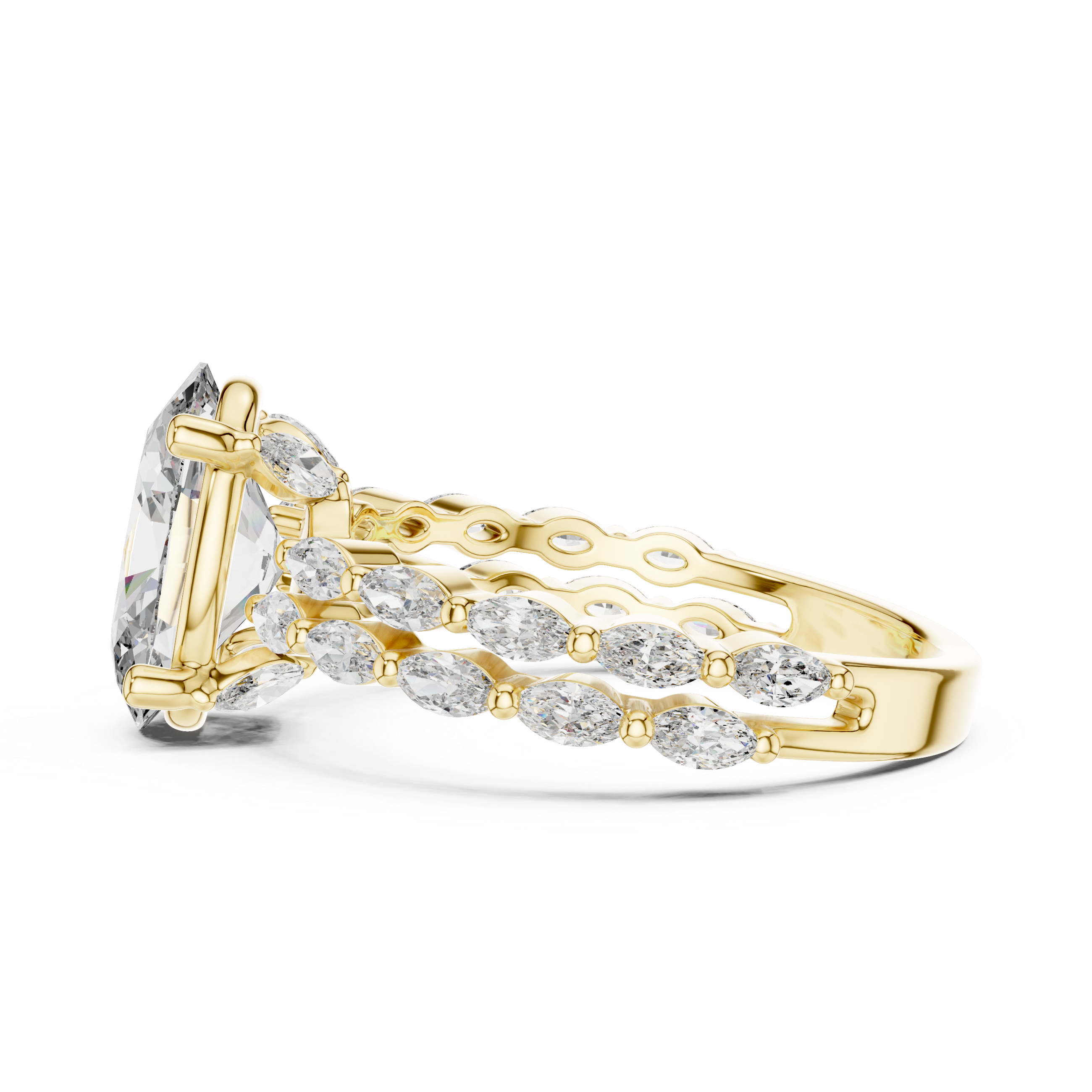 Oval And Marquise Cut Brilliant Moissanite VVS1 Eternity Engagement Ring