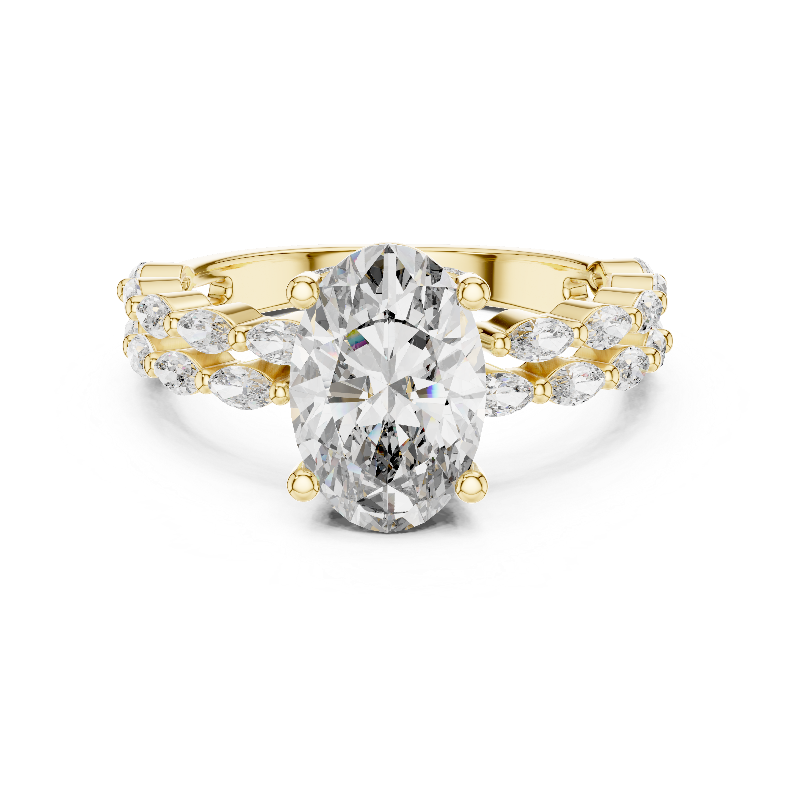 Oval And Marquise Cut Brilliant Moissanite VVS1 Eternity Engagement Ring