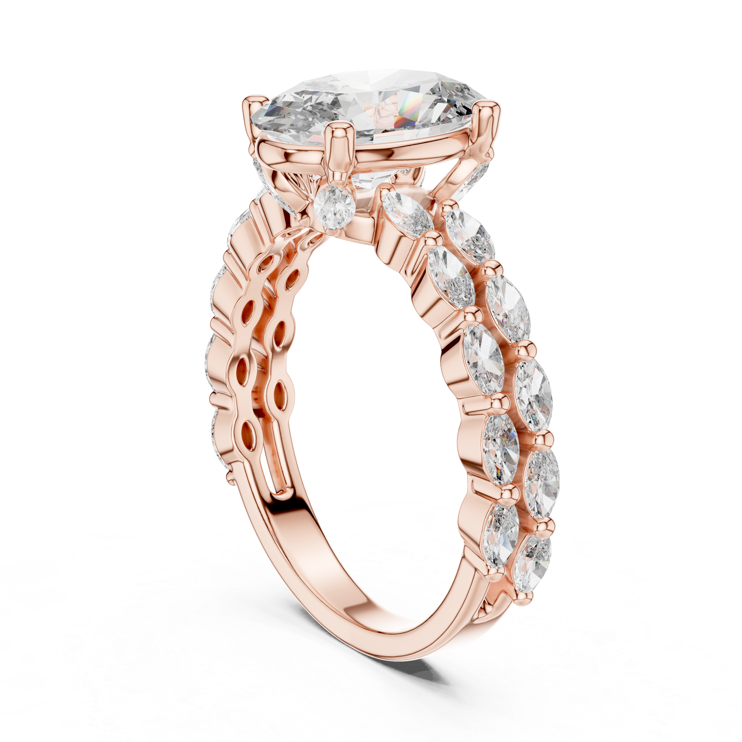 Oval And Marquise Cut Brilliant Moissanite VVS1 Eternity Engagement Ring