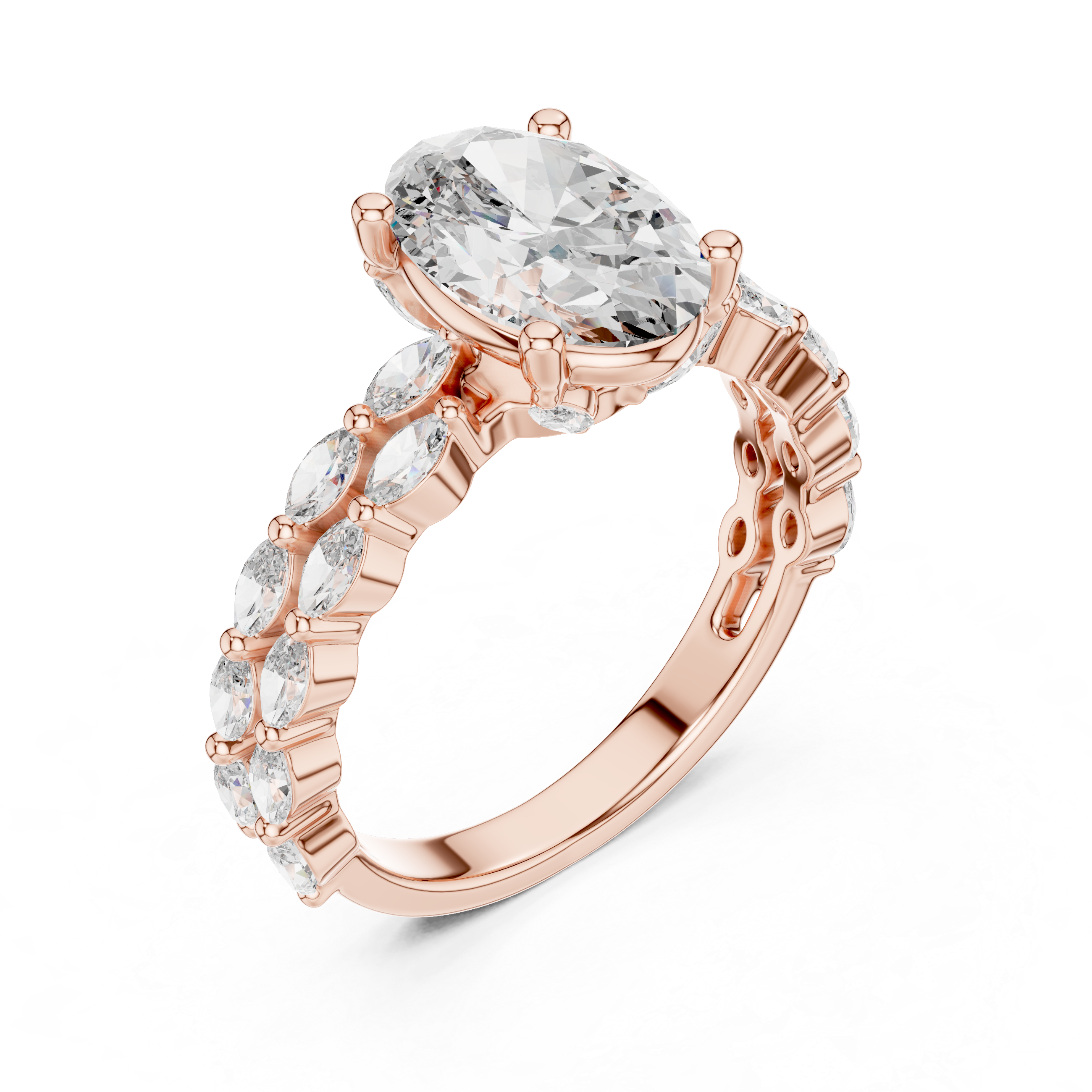 Oval And Marquise Cut Brilliant Moissanite VVS1 Eternity Engagement Ring