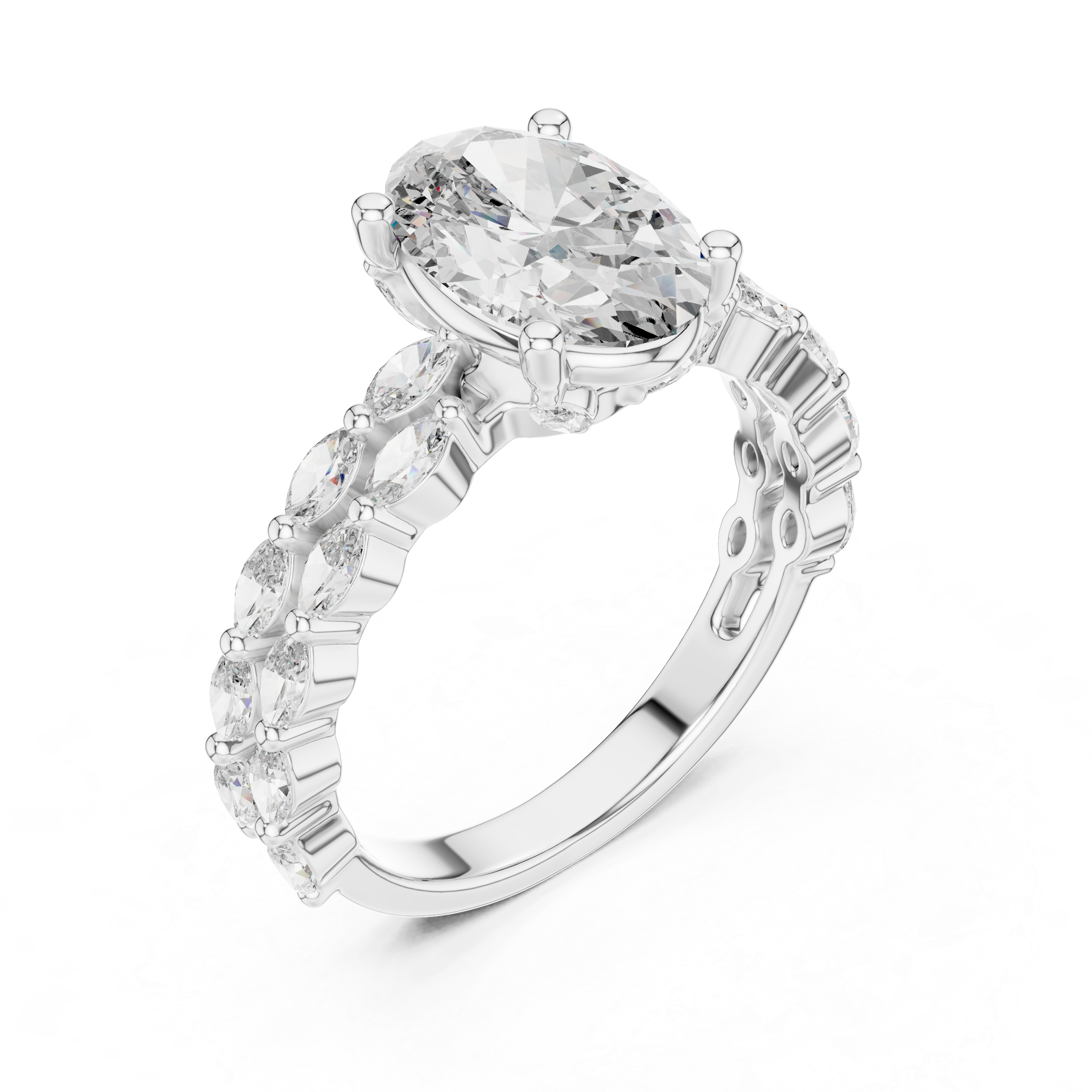 Oval And Marquise Cut Brilliant Moissanite VVS1 Eternity Engagement Ring