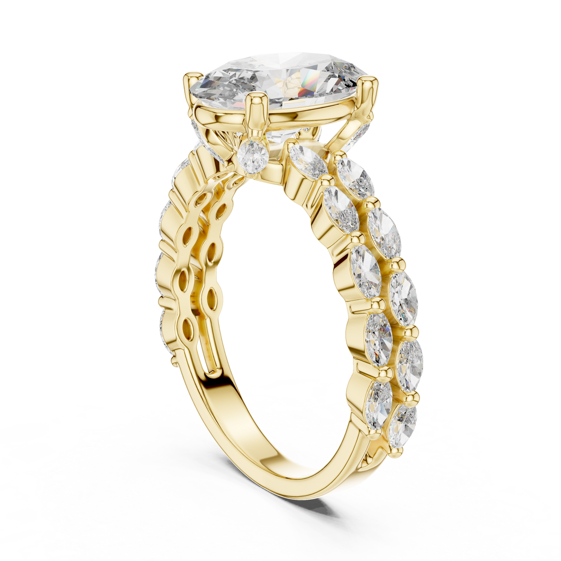 Oval And Marquise Cut Brilliant Moissanite VVS1 Eternity Engagement Ring