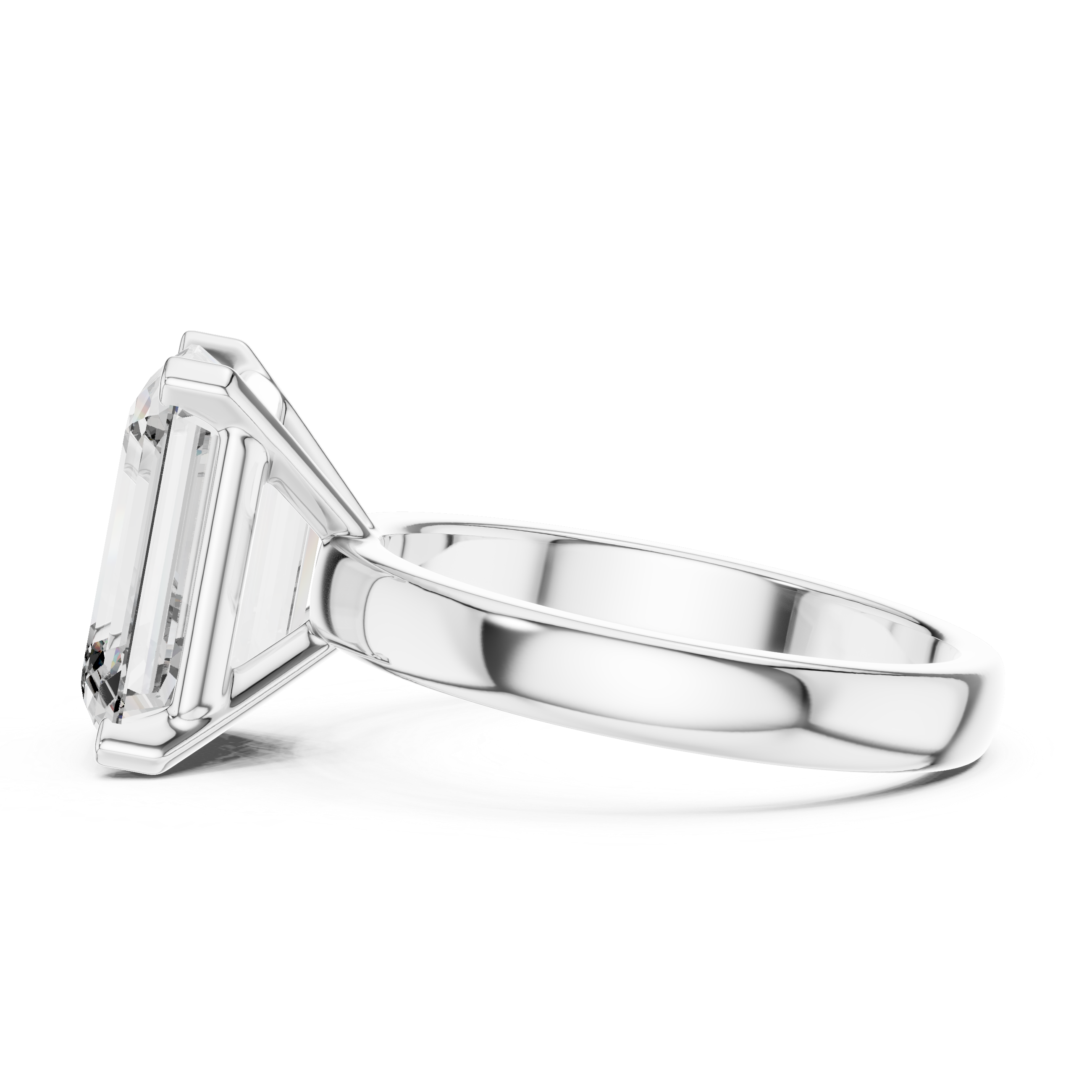 Emerald Cut Brilliant Moissanite VVS1 Eternity Engagement Ring