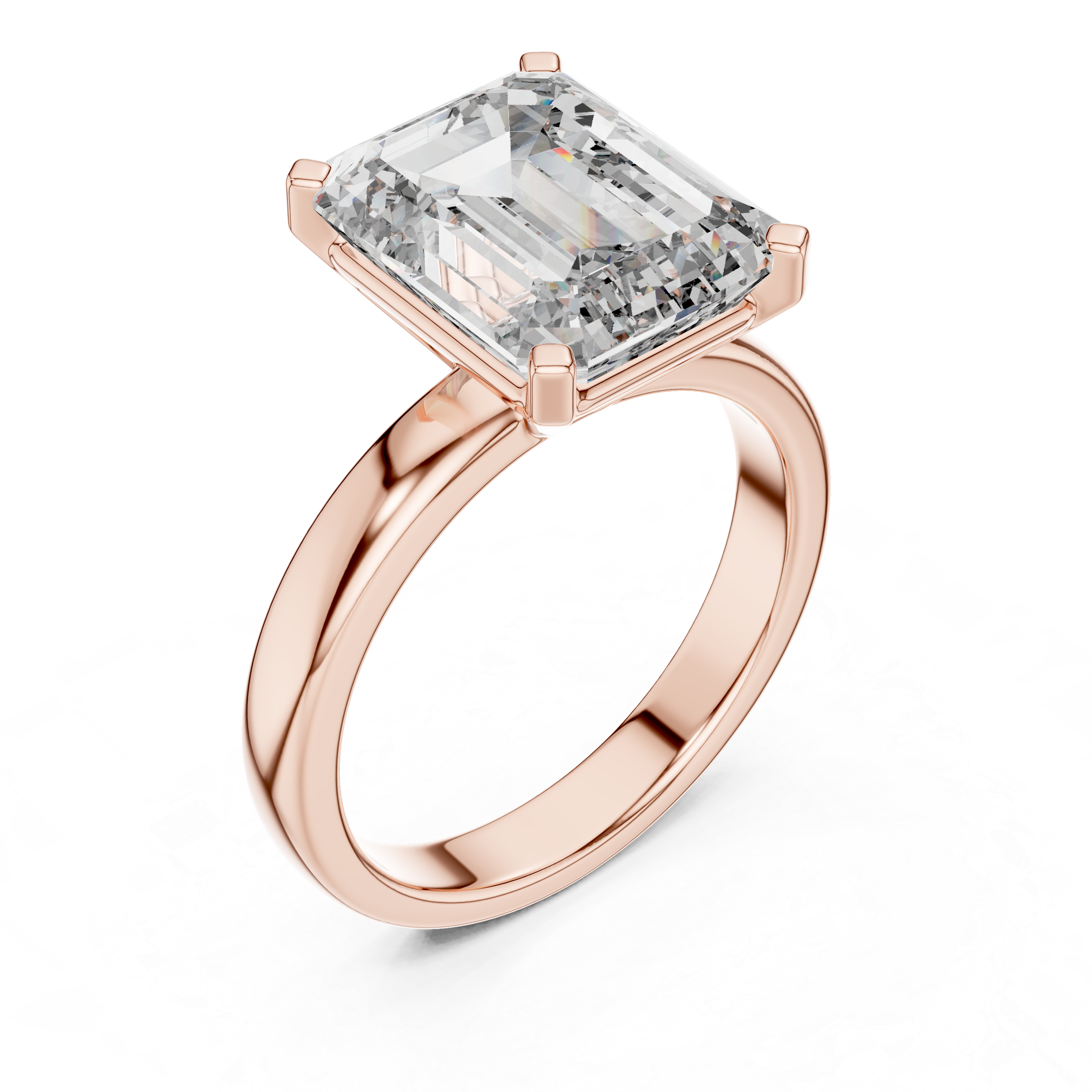 Emerald Cut Brilliant Moissanite VVS1 Eternity Engagement Ring