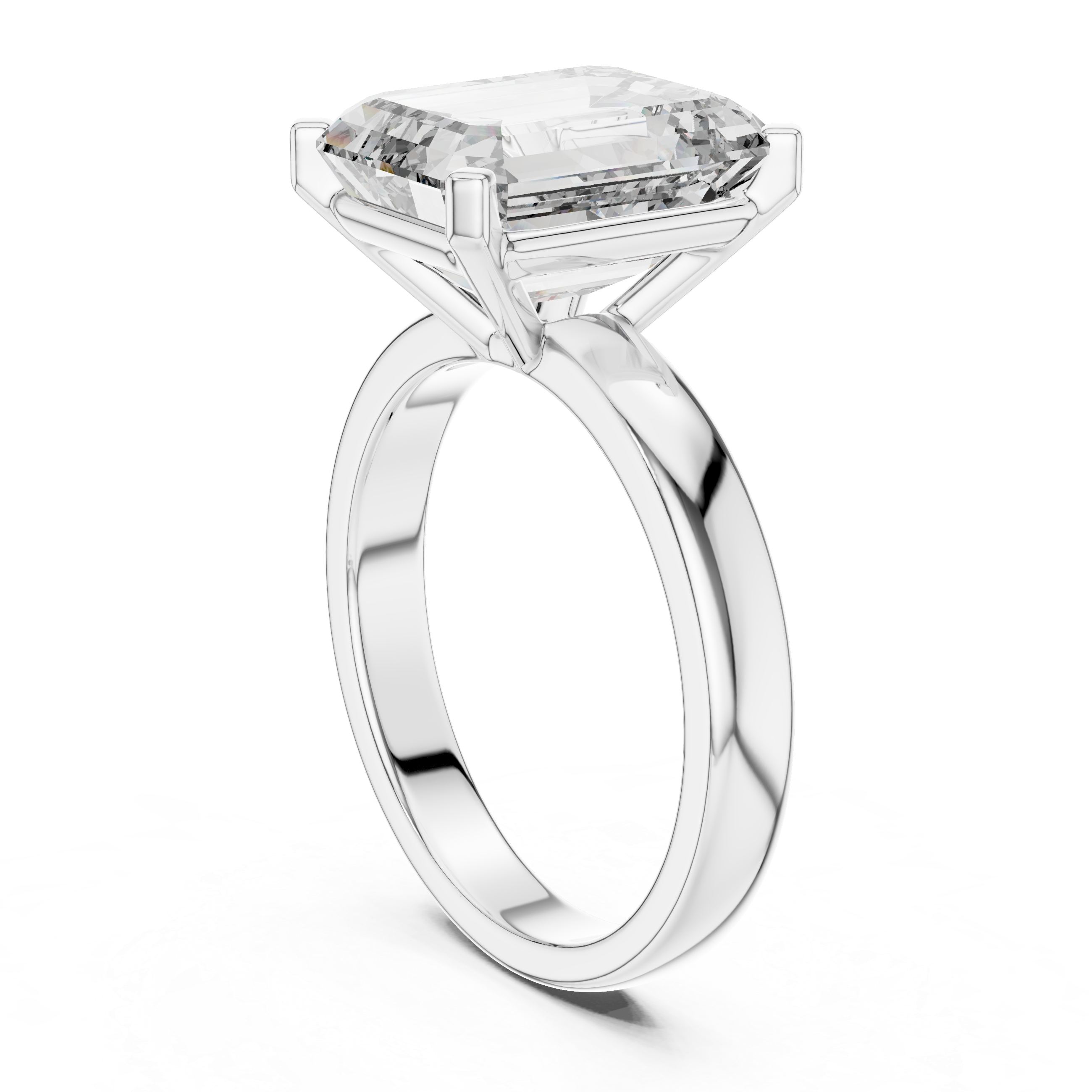 Emerald Cut Brilliant Moissanite VVS1 Eternity Engagement Ring