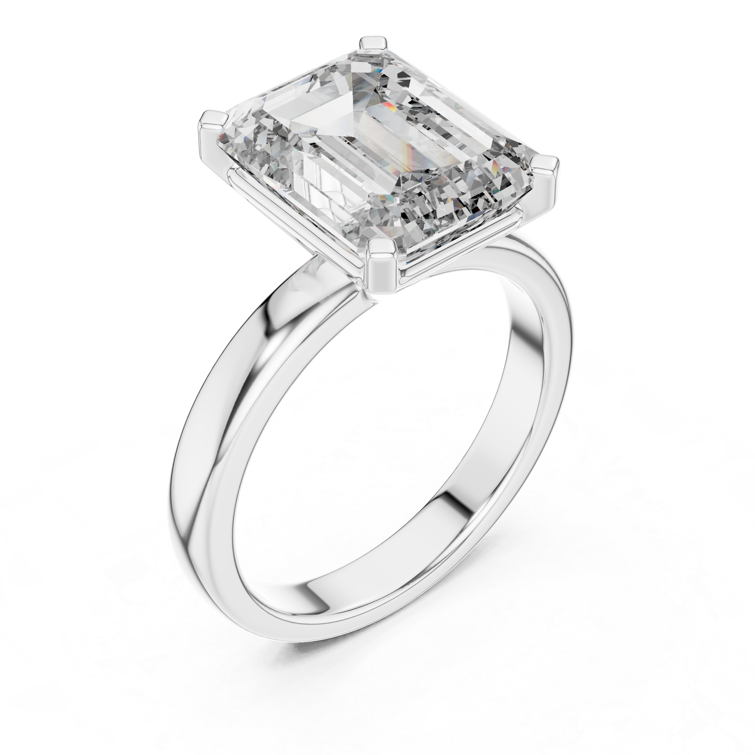 Emerald Cut Brilliant Moissanite VVS1 Eternity Engagement Ring