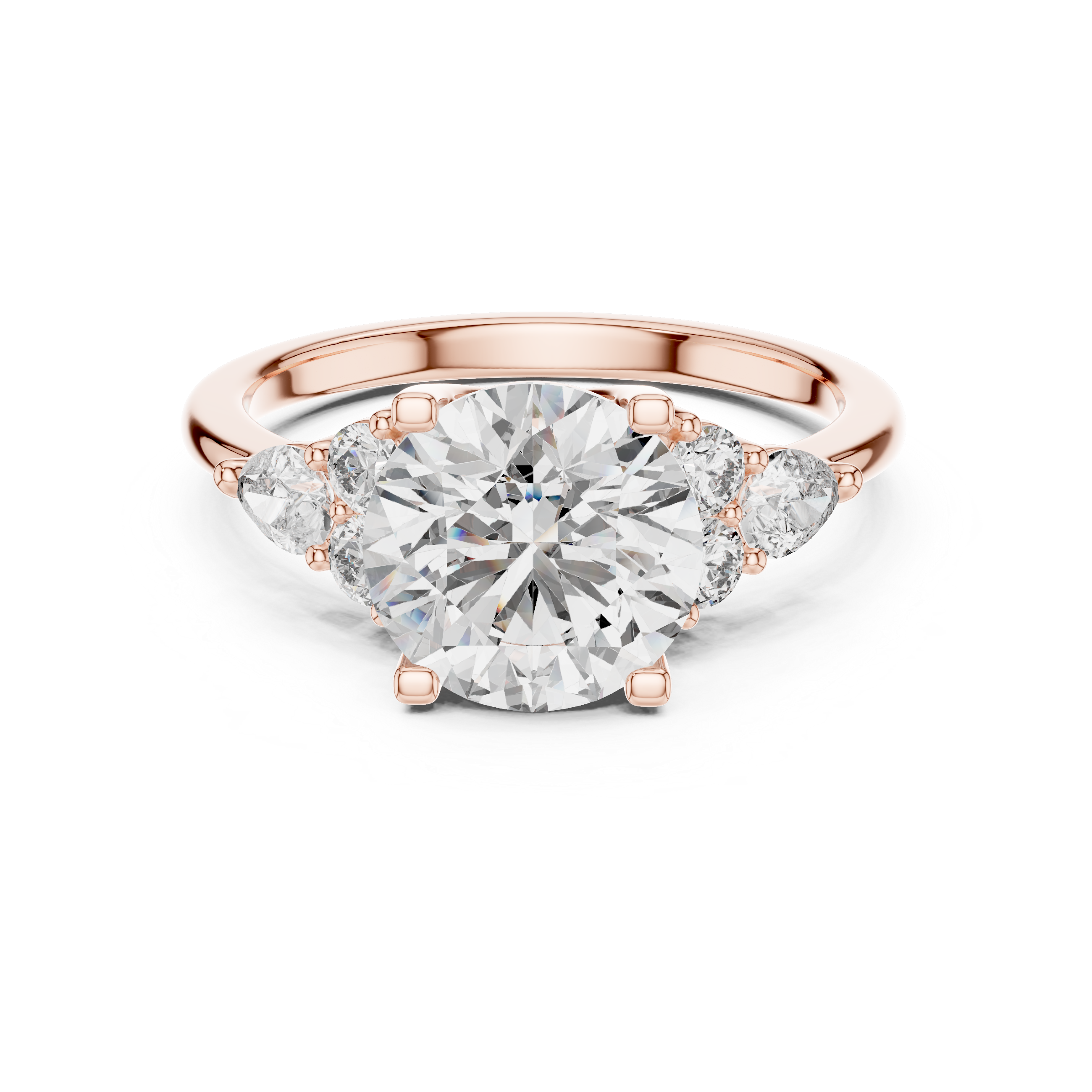 Round And Pear Cut Brilliant Moissanite VVS1 Eternity Engagement Ring