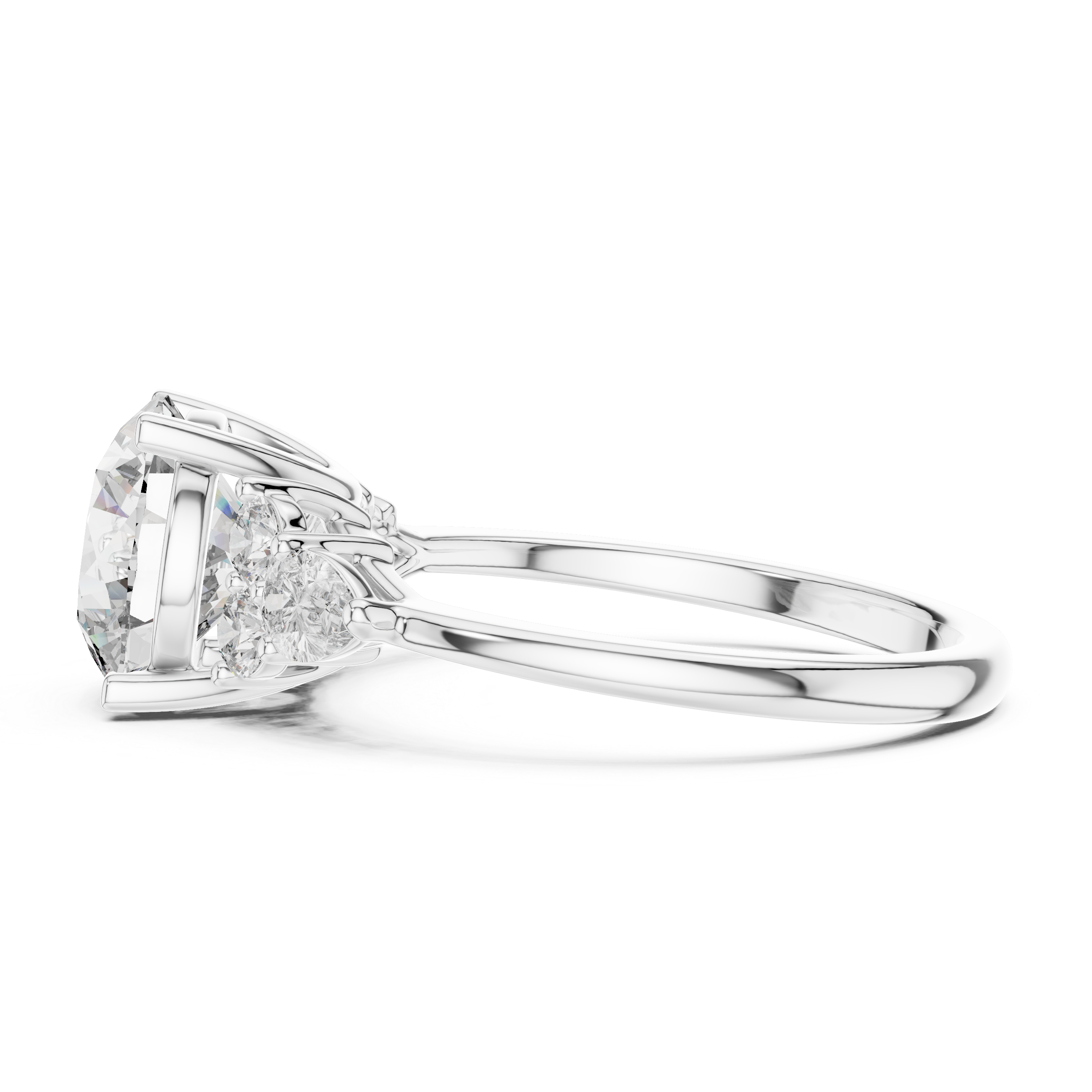 Round And Pear Cut Brilliant Moissanite VVS1 Eternity Engagement Ring