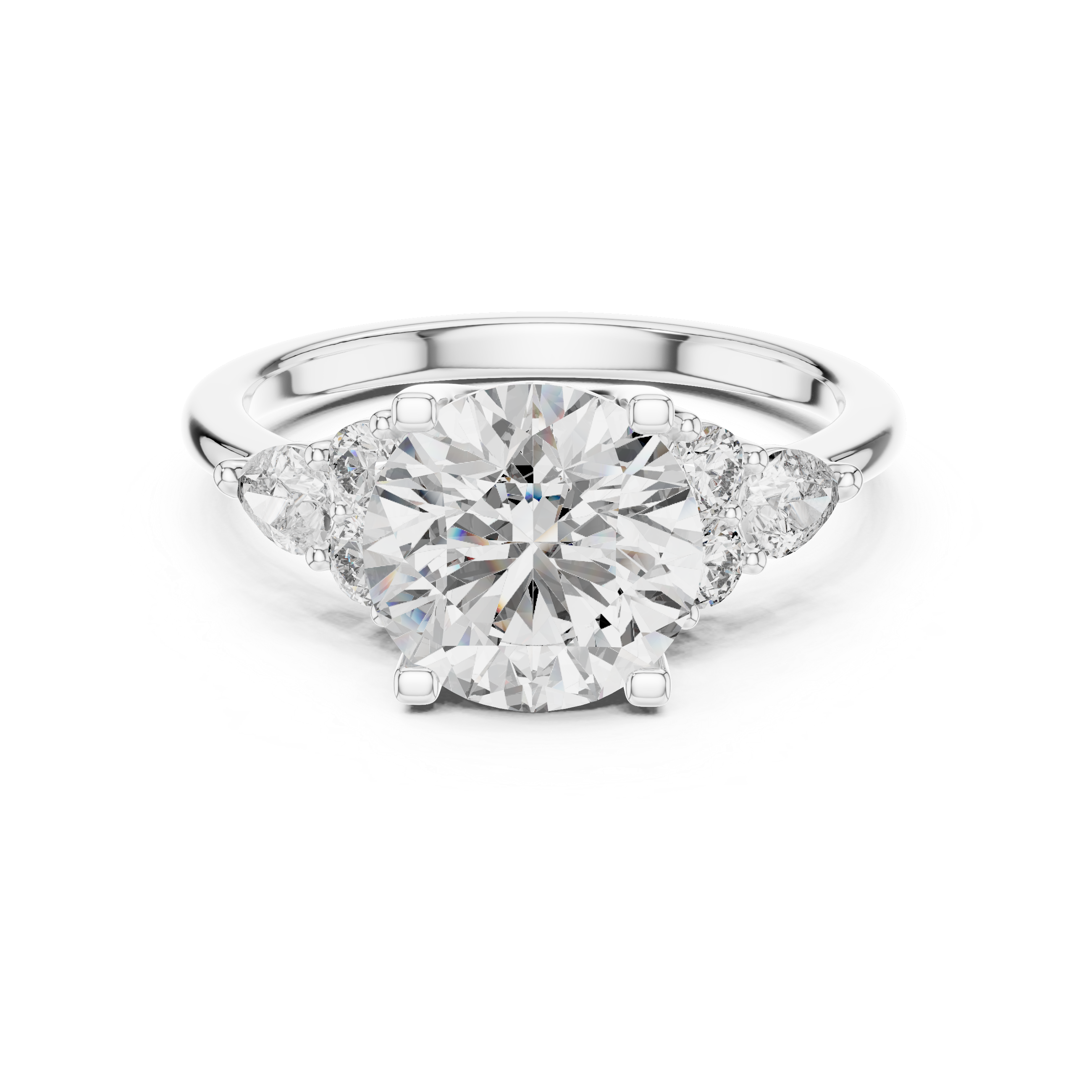 Round And Pear Cut Brilliant Moissanite VVS1 Eternity Engagement Ring