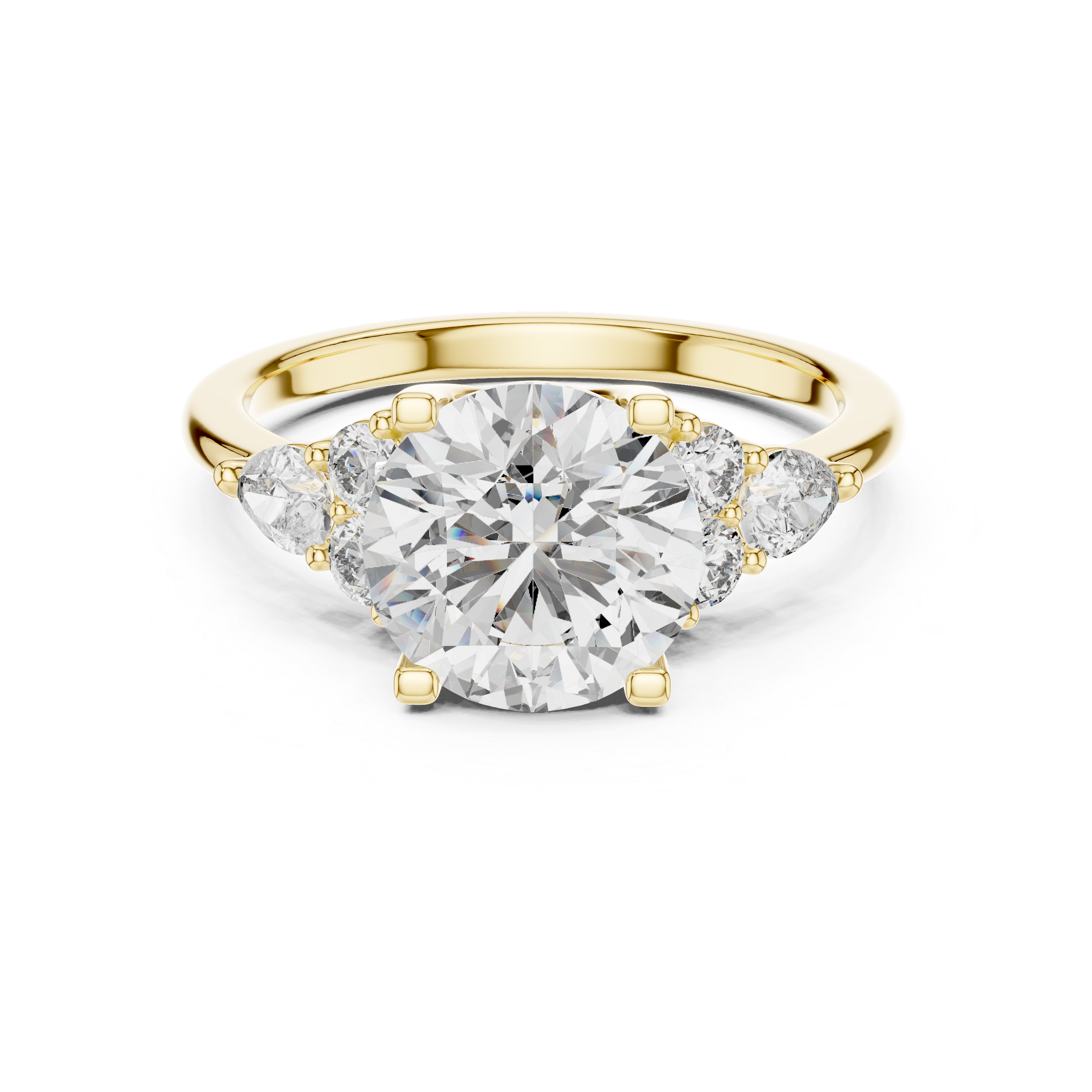 Round And Pear Cut Brilliant Moissanite VVS1 Eternity Engagement Ring