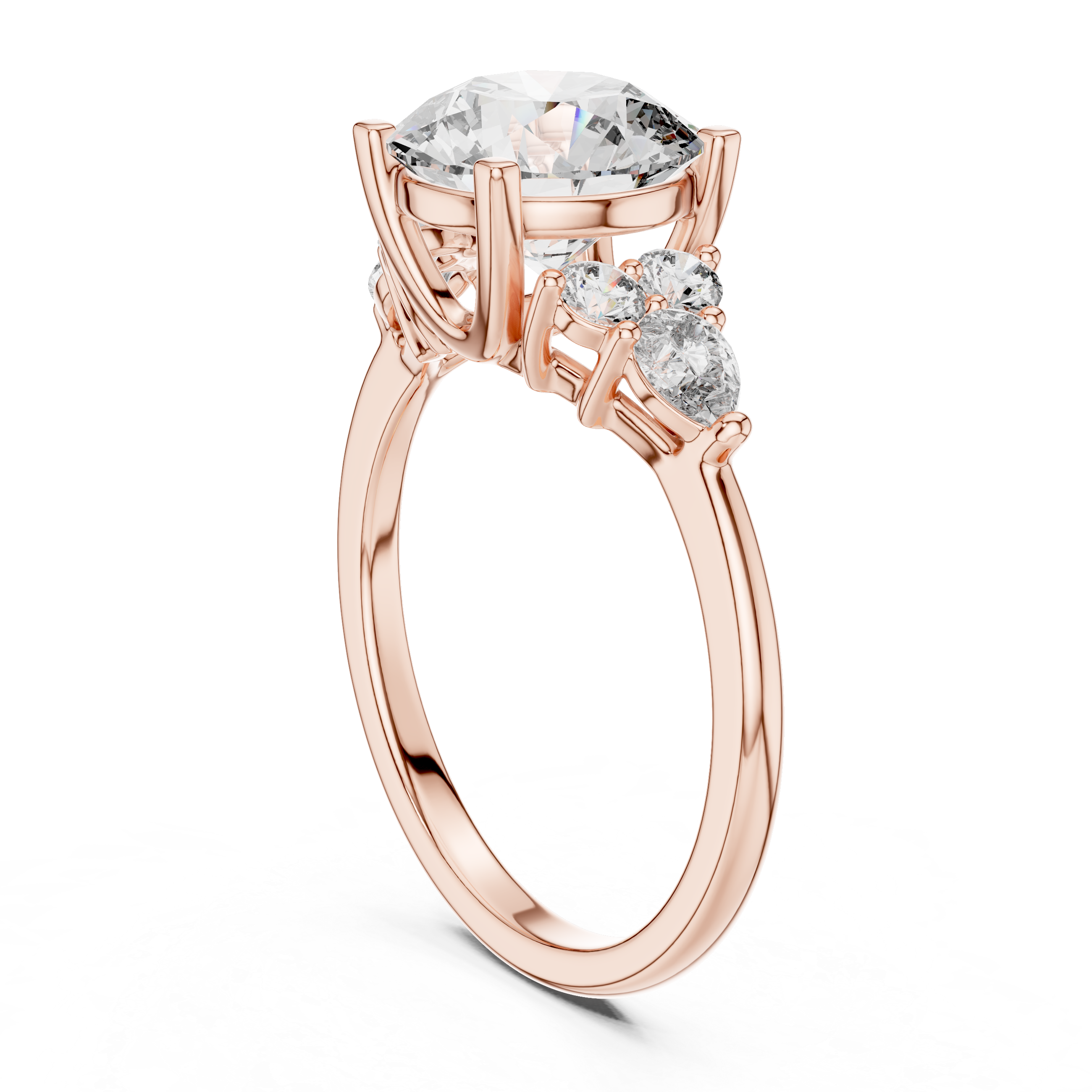 Round And Pear Cut Brilliant Moissanite VVS1 Eternity Engagement Ring