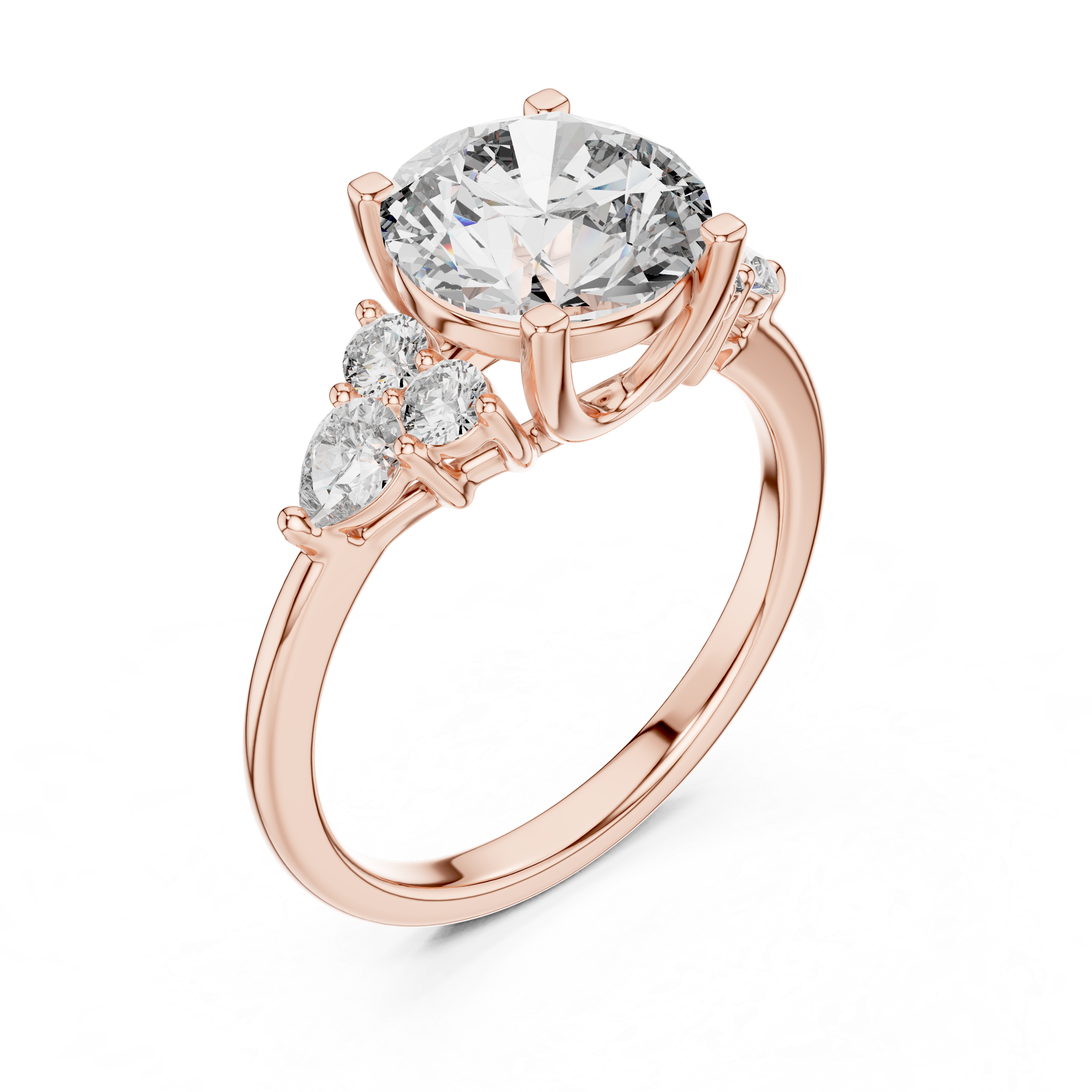 Round And Pear Cut Brilliant Moissanite VVS1 Eternity Engagement Ring