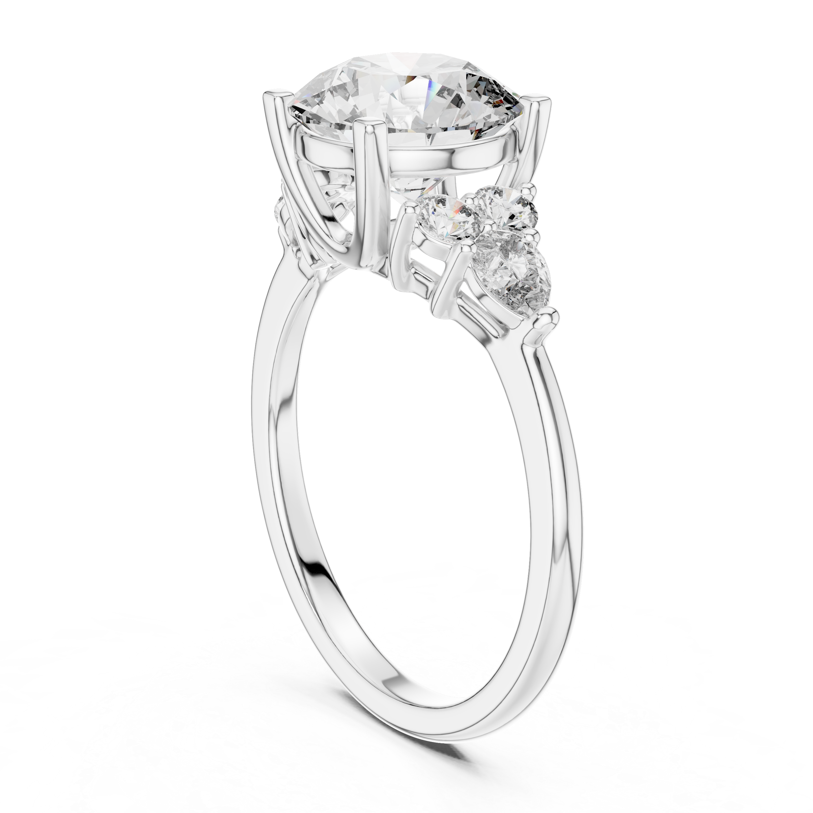Round And Pear Cut Brilliant Moissanite VVS1 Eternity Engagement Ring