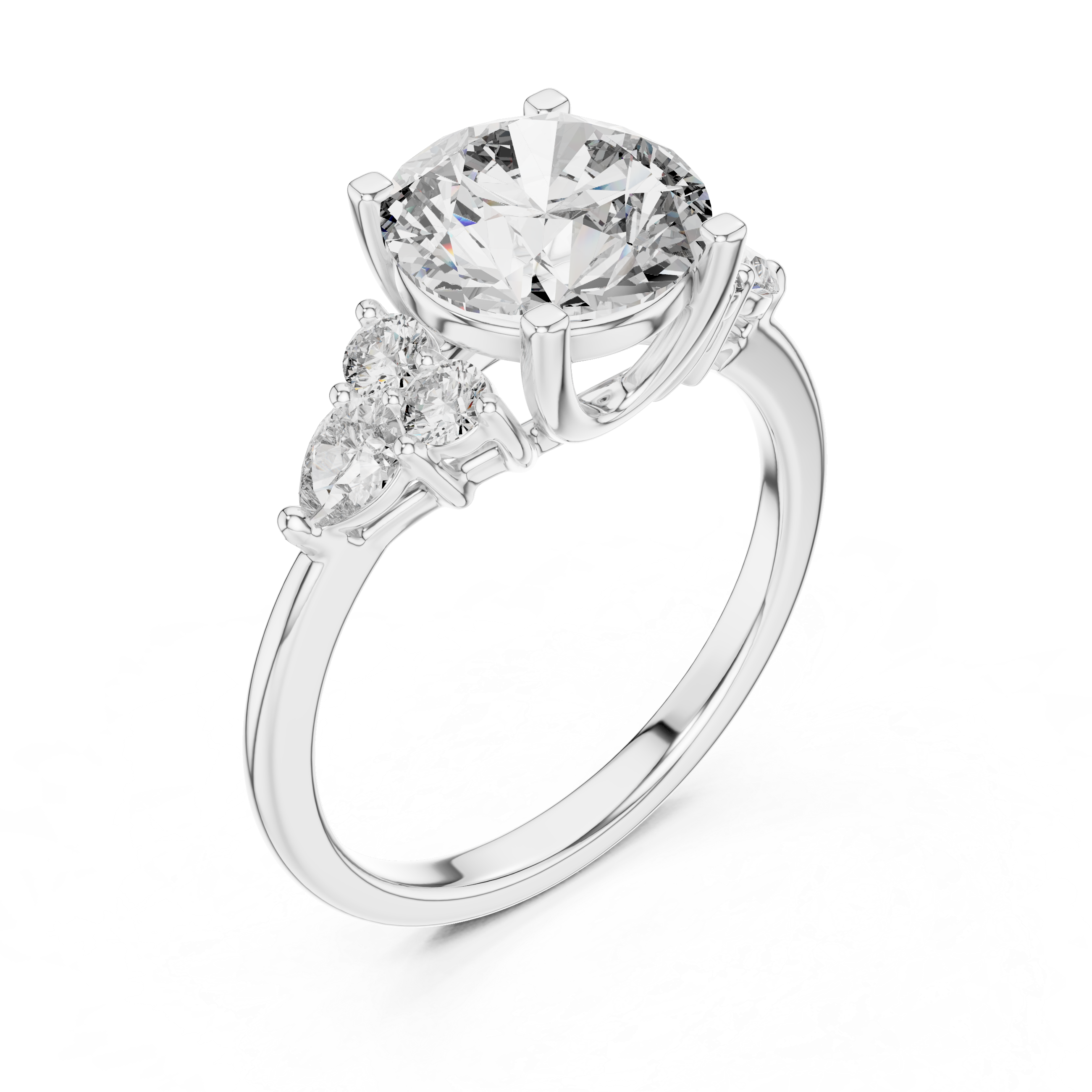 Round And Pear Cut Brilliant Moissanite VVS1 Eternity Engagement Ring