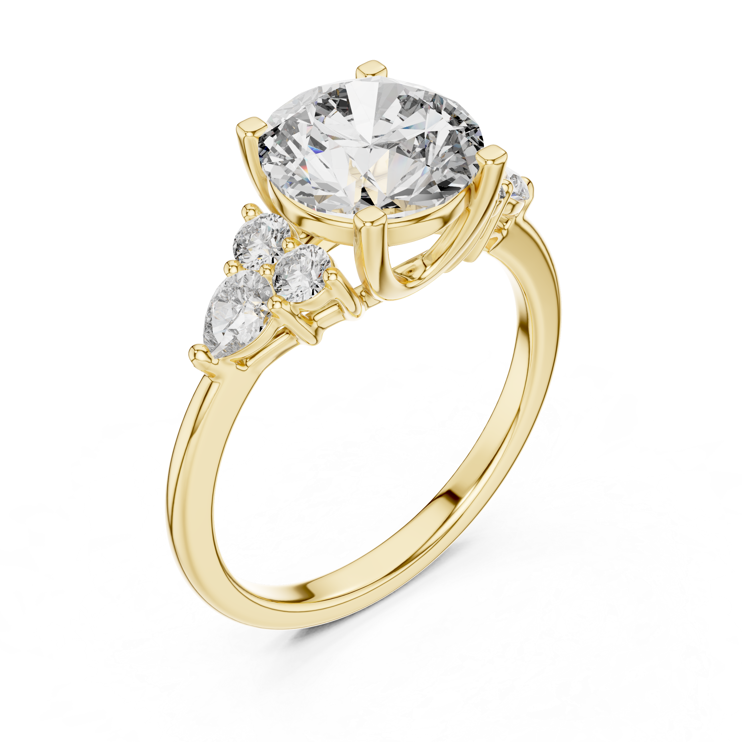 Round And Pear Cut Brilliant Moissanite VVS1 Eternity Engagement Ring
