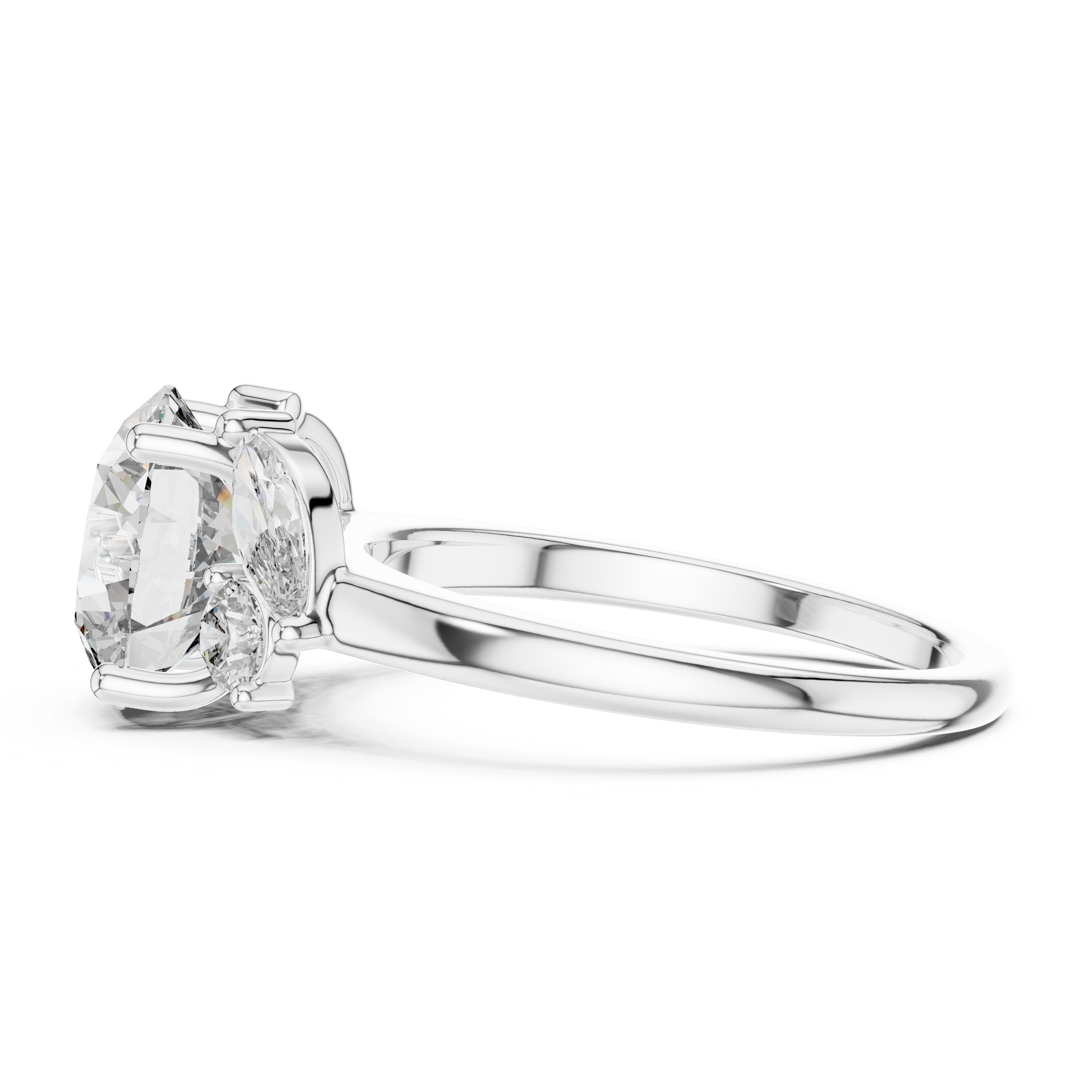 Round And Marquise Cut Brilliant Moissanite VVS1 Eternity Engagement Ring