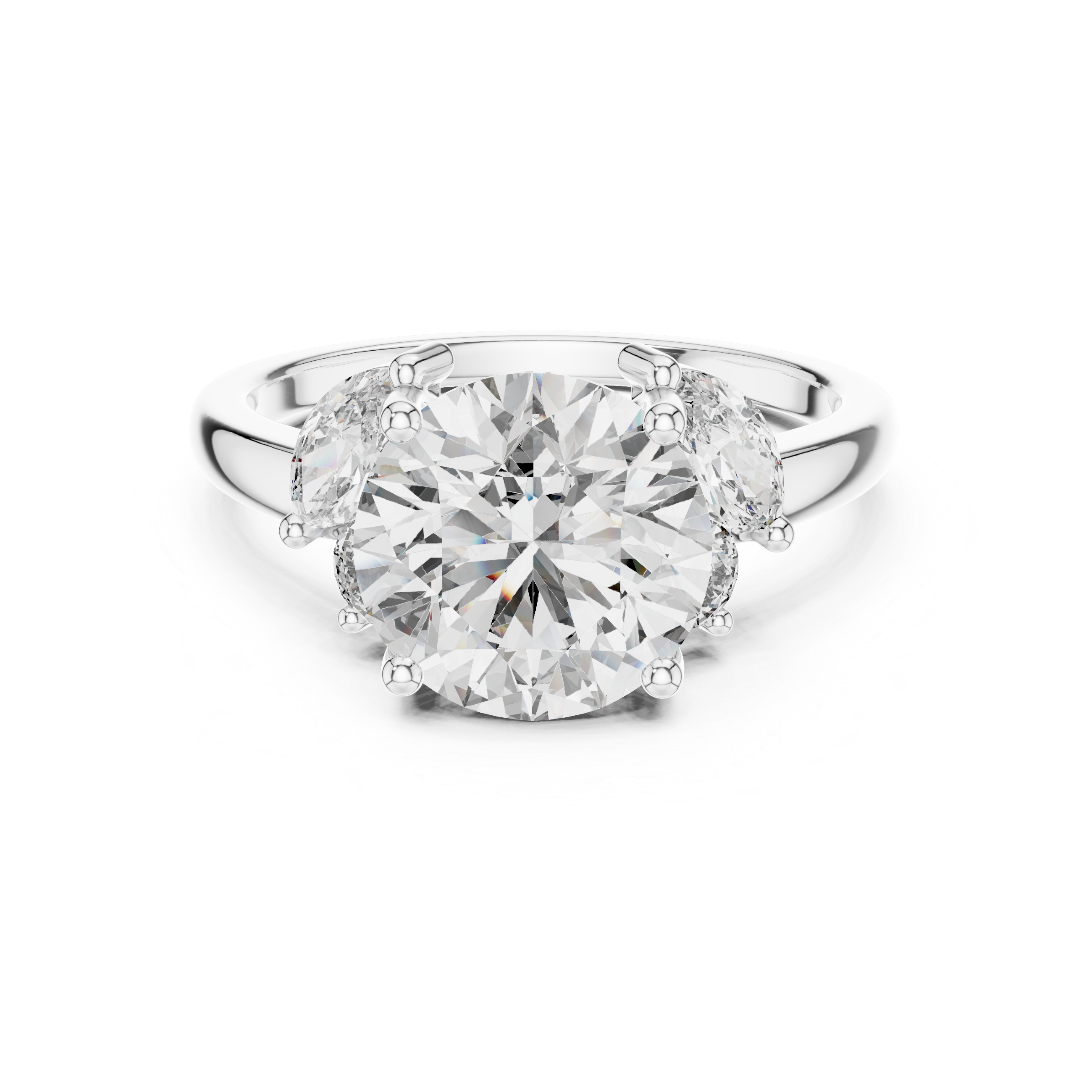Round And Marquise Cut Brilliant Moissanite VVS1 Eternity Engagement Ring