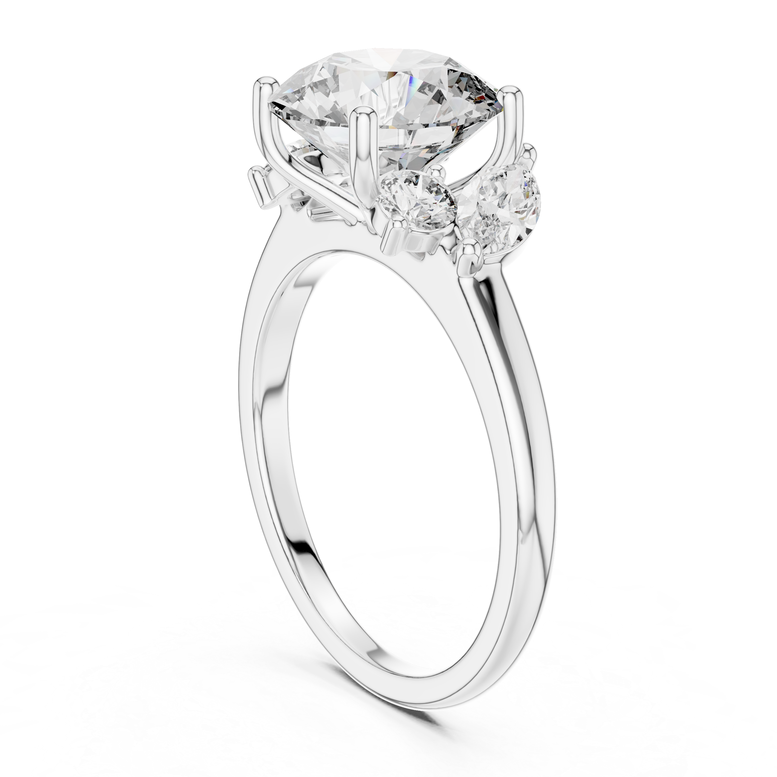 Round And Marquise Cut Brilliant Moissanite VVS1 Eternity Engagement Ring