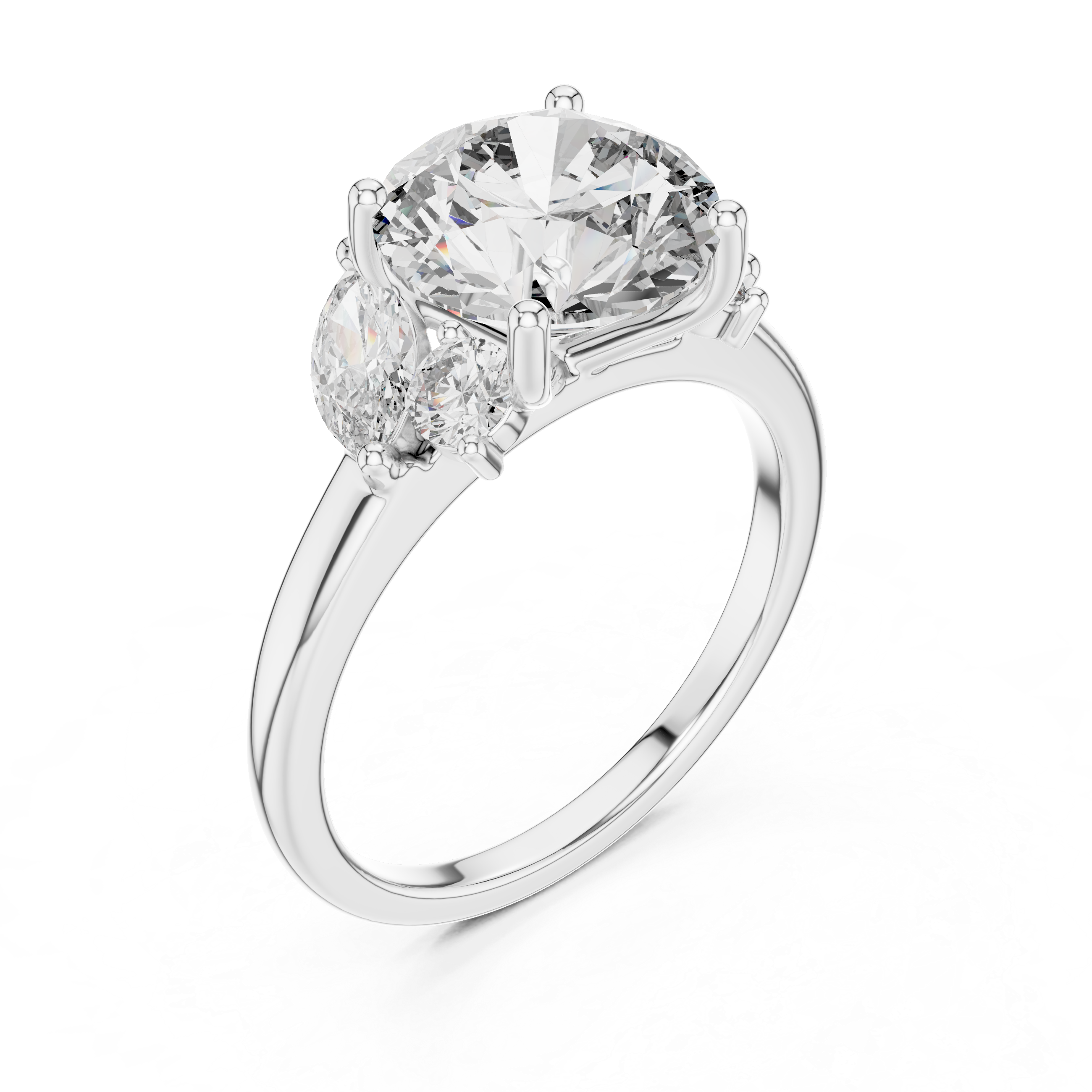 Round And Marquise Cut Brilliant Moissanite VVS1 Eternity Engagement Ring