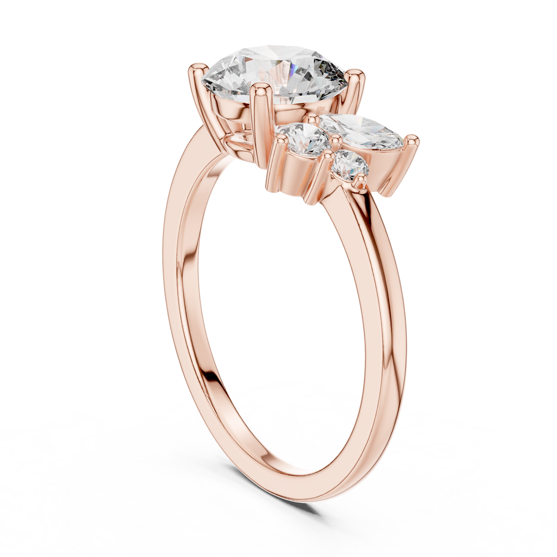 Round And Marquise Cut Brilliant Moissanite VVS1 Eternity Engagement Ring