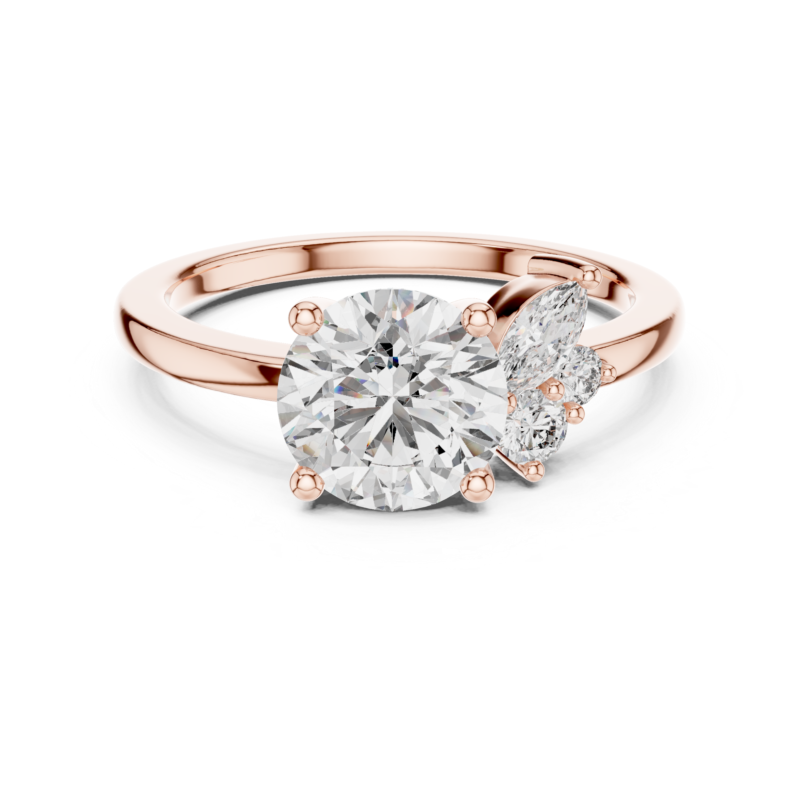 Round And Marquise Cut Brilliant Moissanite VVS1 Eternity Engagement Ring