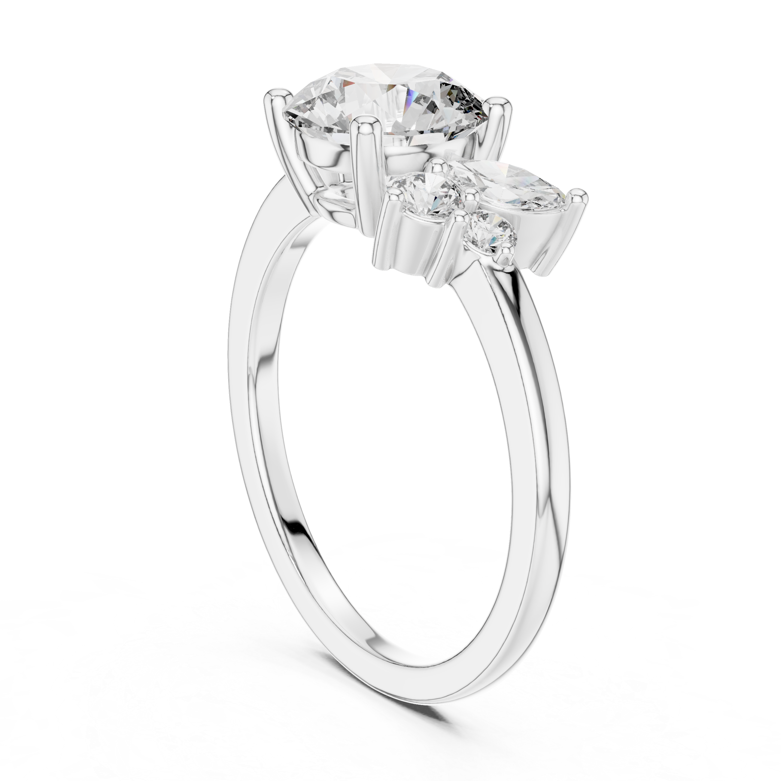 Round And Marquise Cut Brilliant Moissanite VVS1 Eternity Engagement Ring