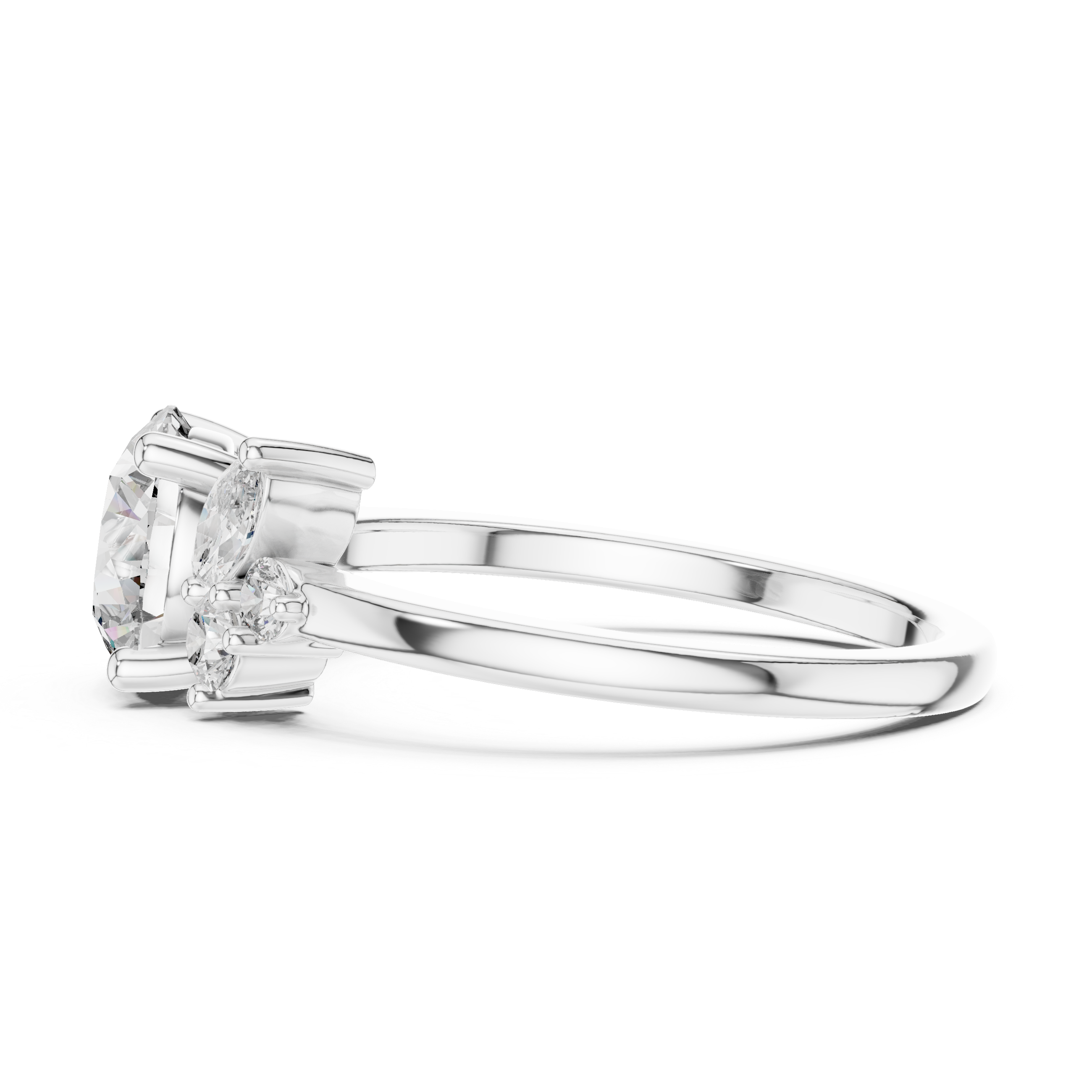 Round And Marquise Cut Brilliant Moissanite VVS1 Eternity Engagement Ring