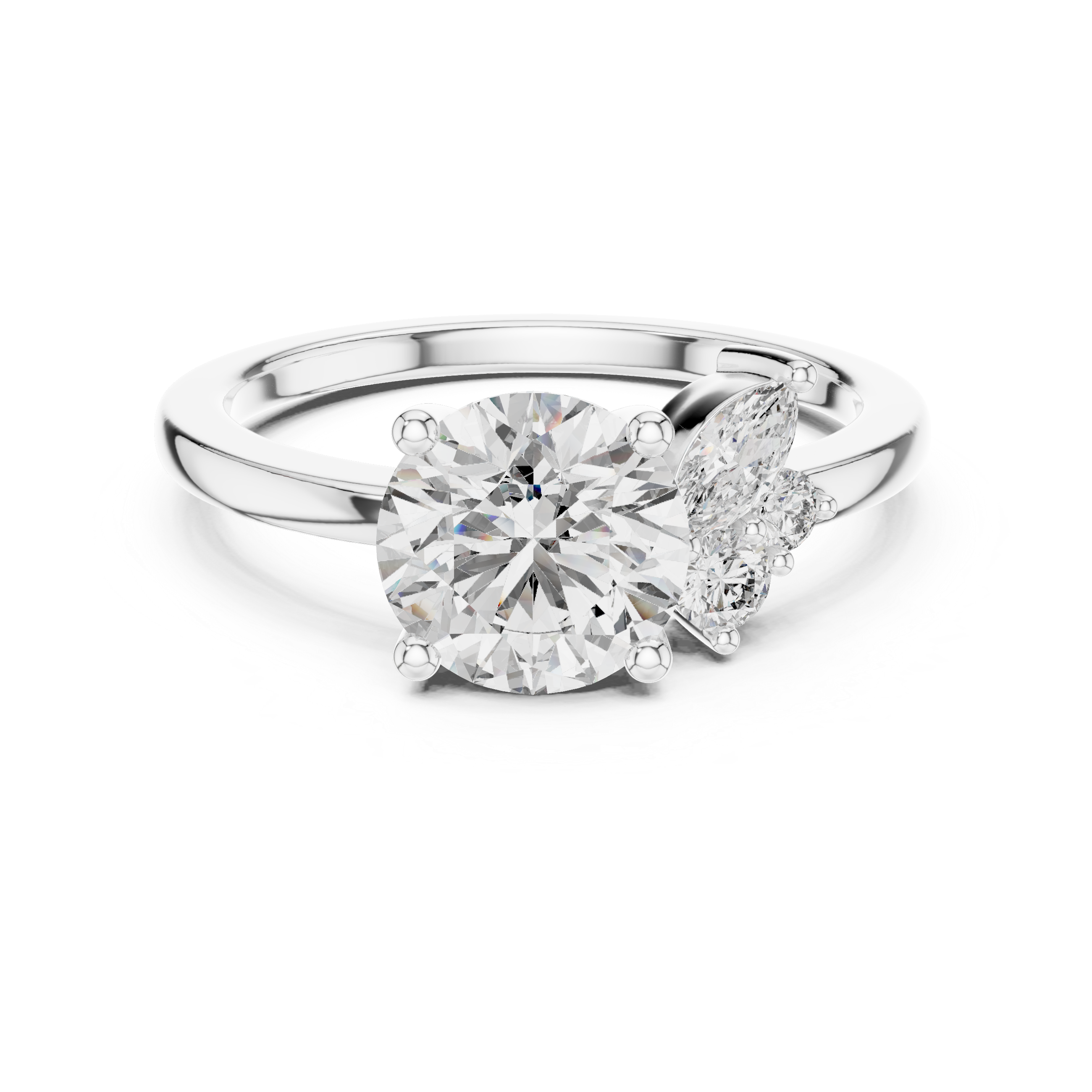 Round And Marquise Cut Brilliant Moissanite VVS1 Eternity Engagement Ring
