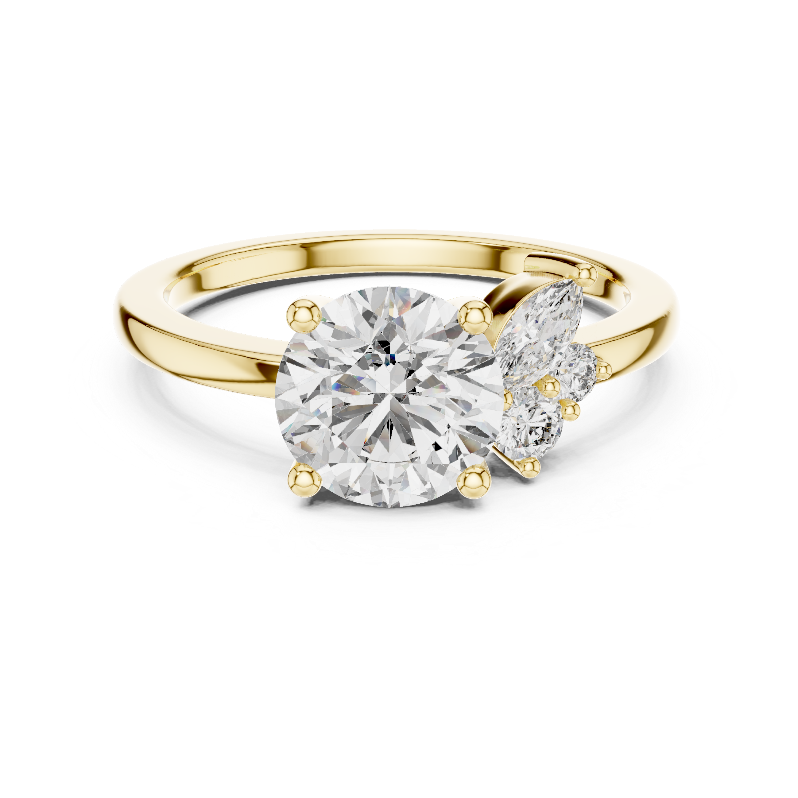 Round And Marquise Cut Brilliant Moissanite VVS1 Eternity Engagement Ring
