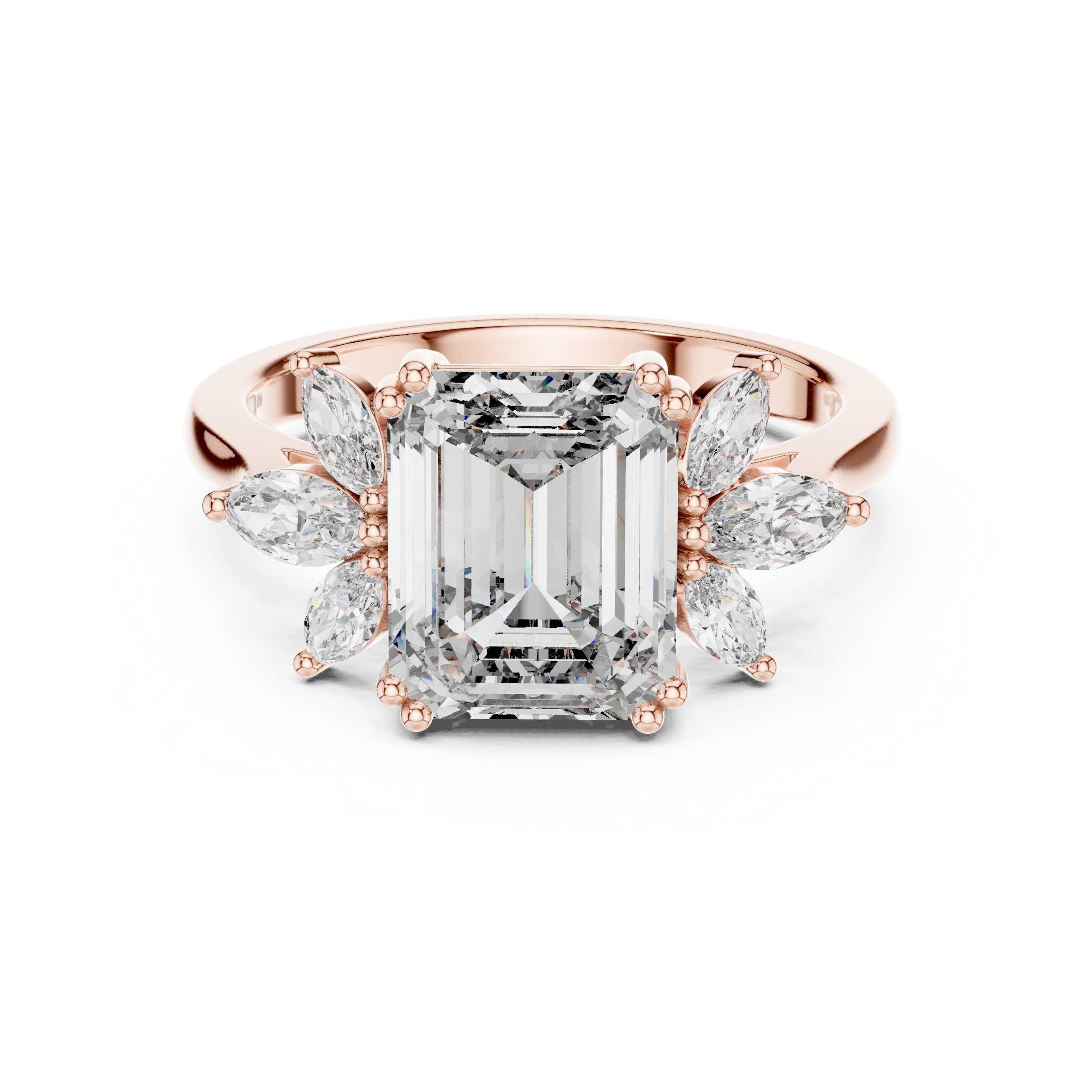Emerald And Marquise Cut Brilliant Moissanite VVS1 Eternity Engagement Ring