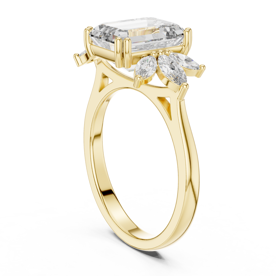 Emerald And Marquise Cut Brilliant Moissanite VVS1 Eternity Engagement Ring