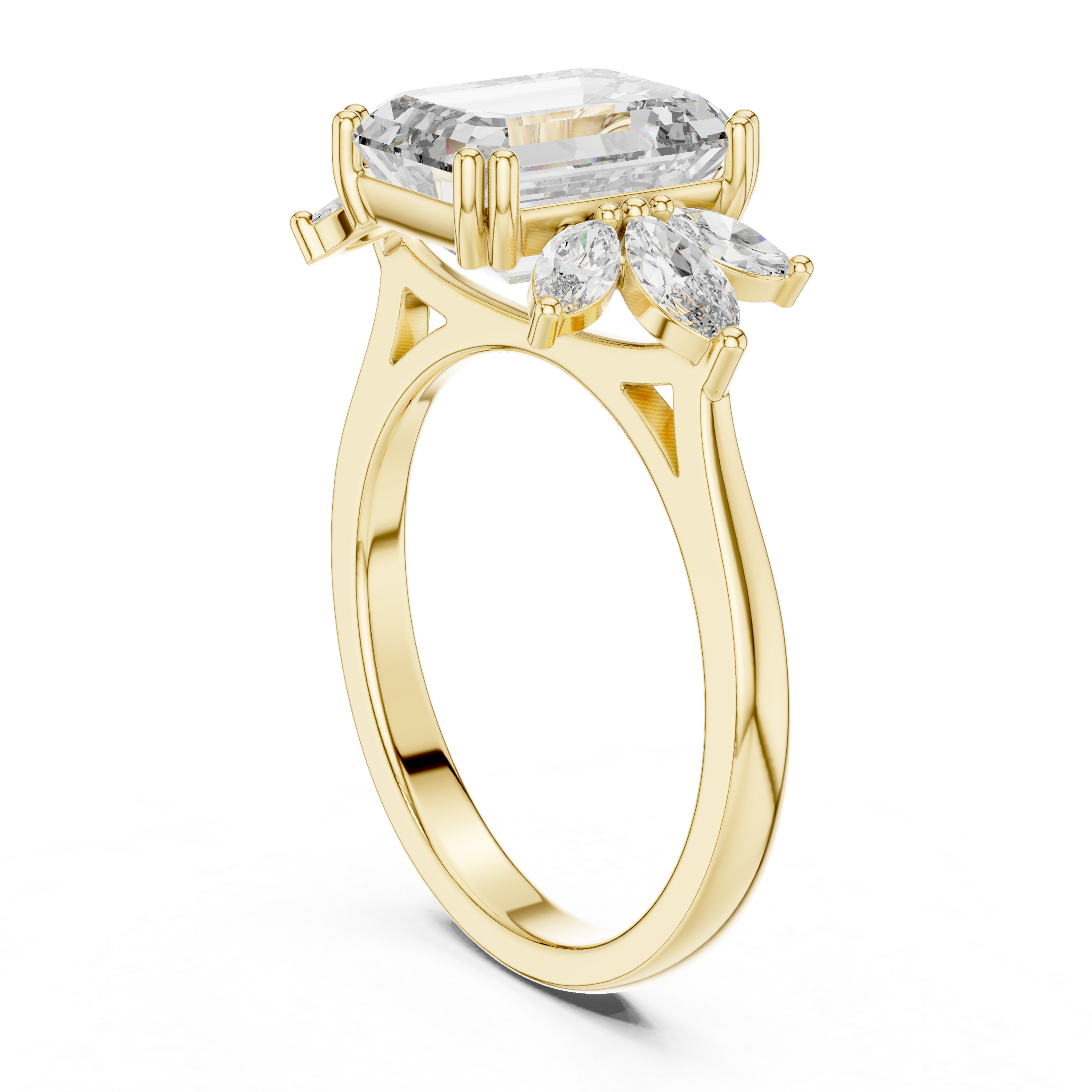 Emerald And Marquise Cut Brilliant Moissanite VVS1 Eternity Engagement Ring