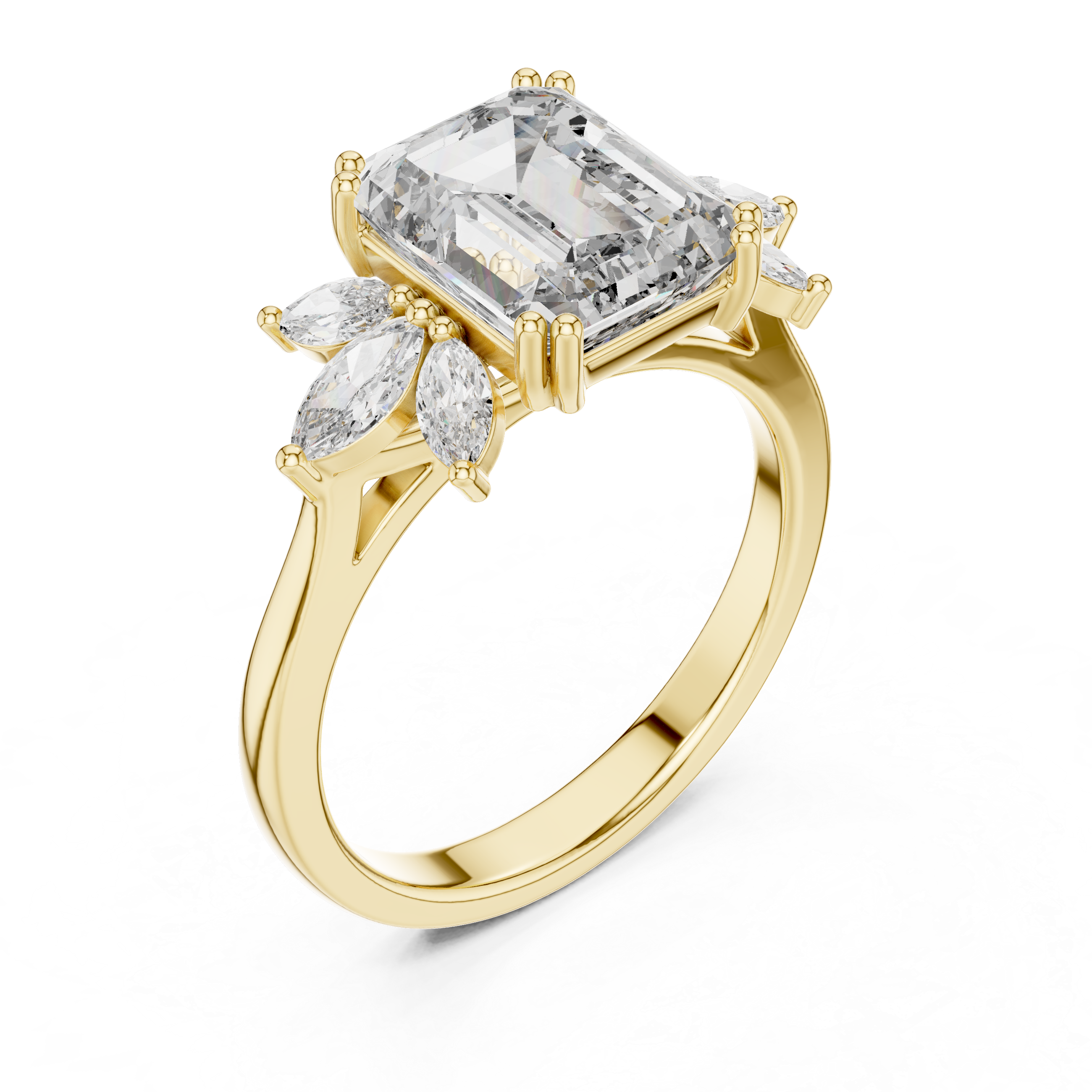Emerald And Marquise Cut Brilliant Moissanite VVS1 Eternity Engagement Ring