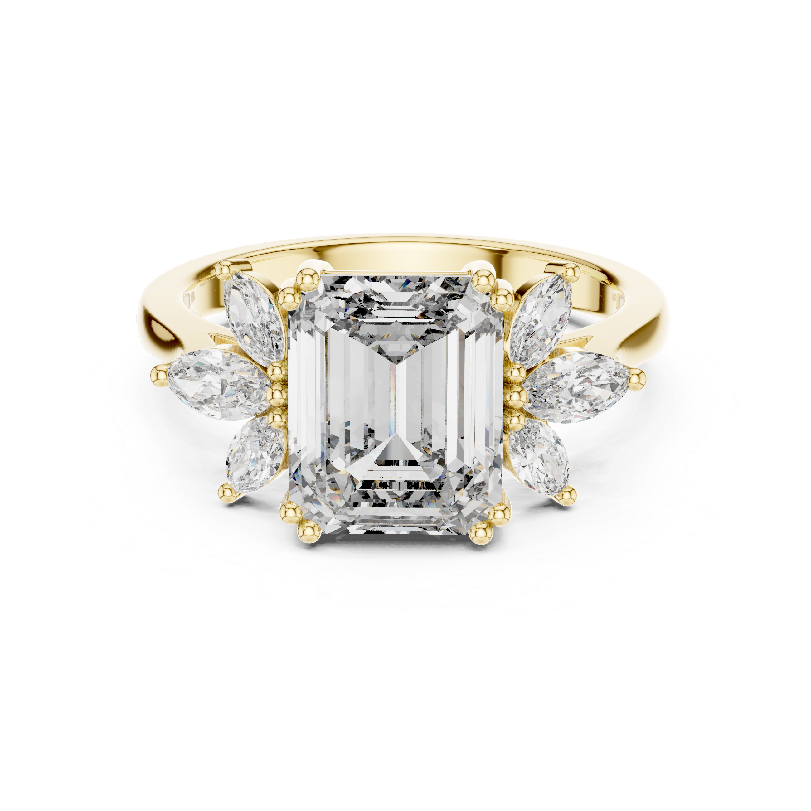 Emerald And Marquise Cut Brilliant Moissanite VVS1 Eternity Engagement Ring
