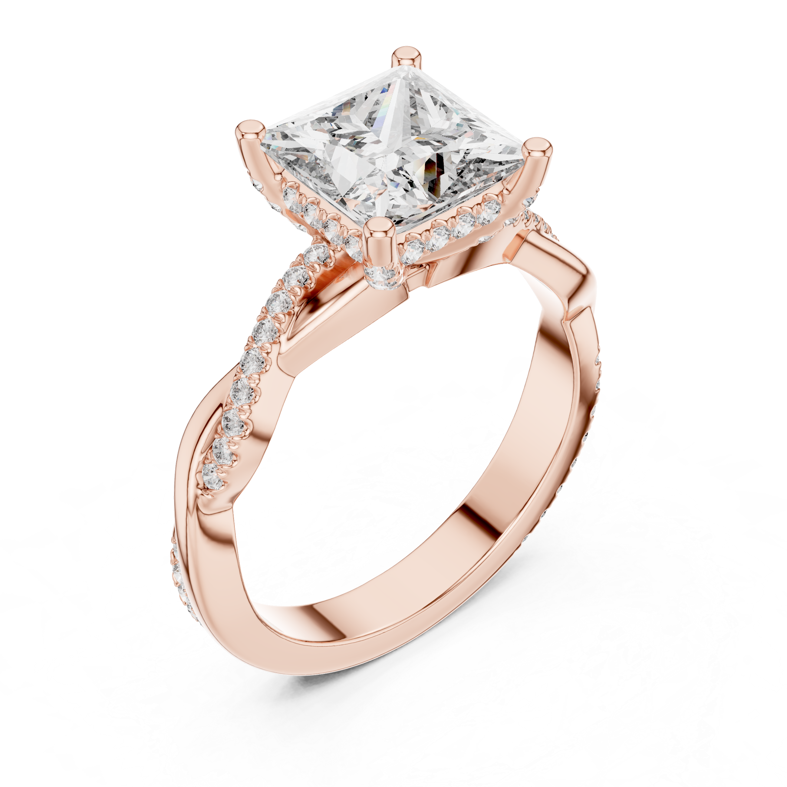 Princess And Round Cut Brilliant Moissanite VVS1 Eternity Engagement Ring