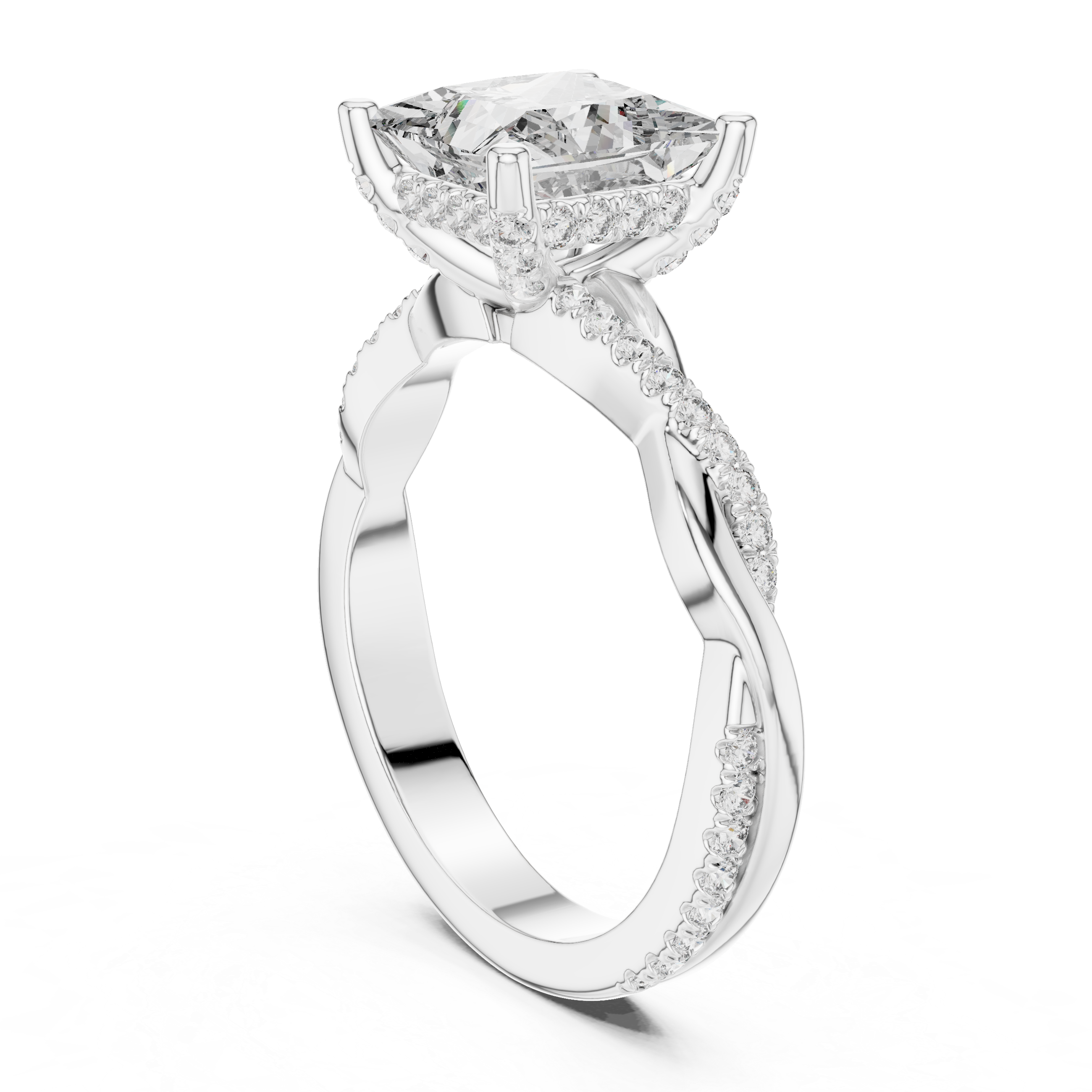 Princess And Round Cut Brilliant Moissanite VVS1 Eternity Engagement Ring