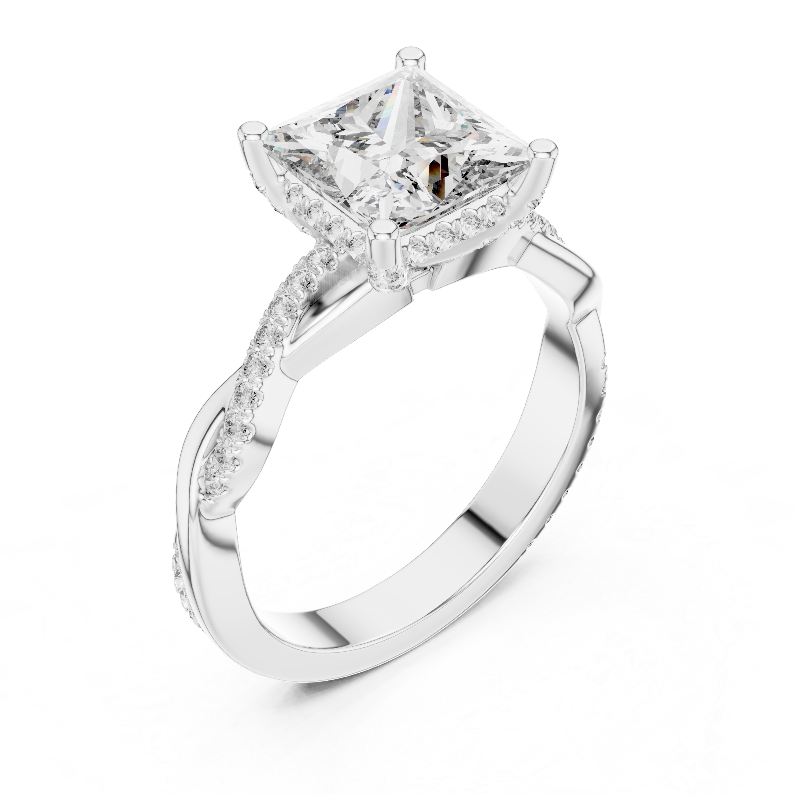 Princess And Round Cut Brilliant Moissanite VVS1 Eternity Engagement Ring