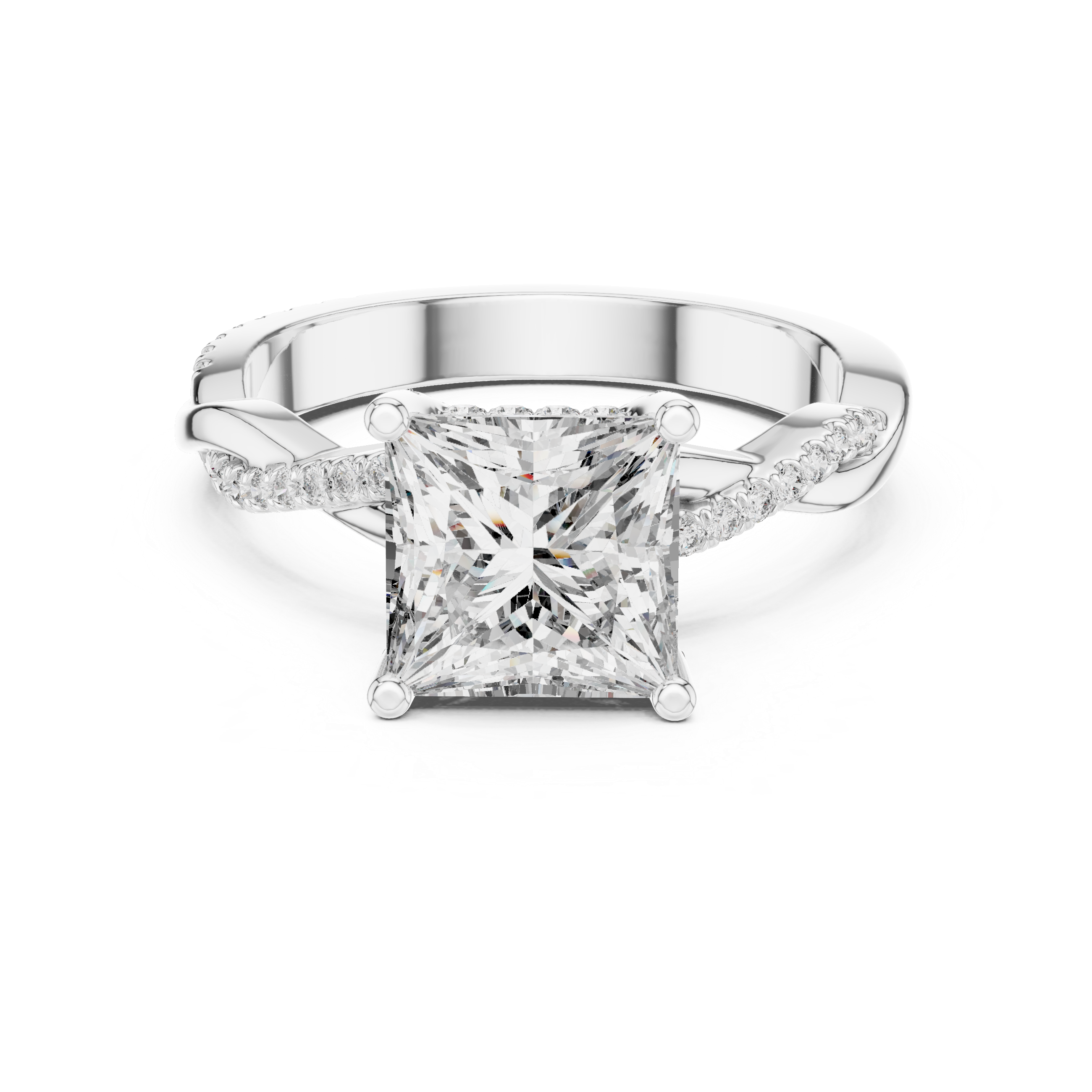 Princess And Round Cut Brilliant Moissanite VVS1 Eternity Engagement Ring