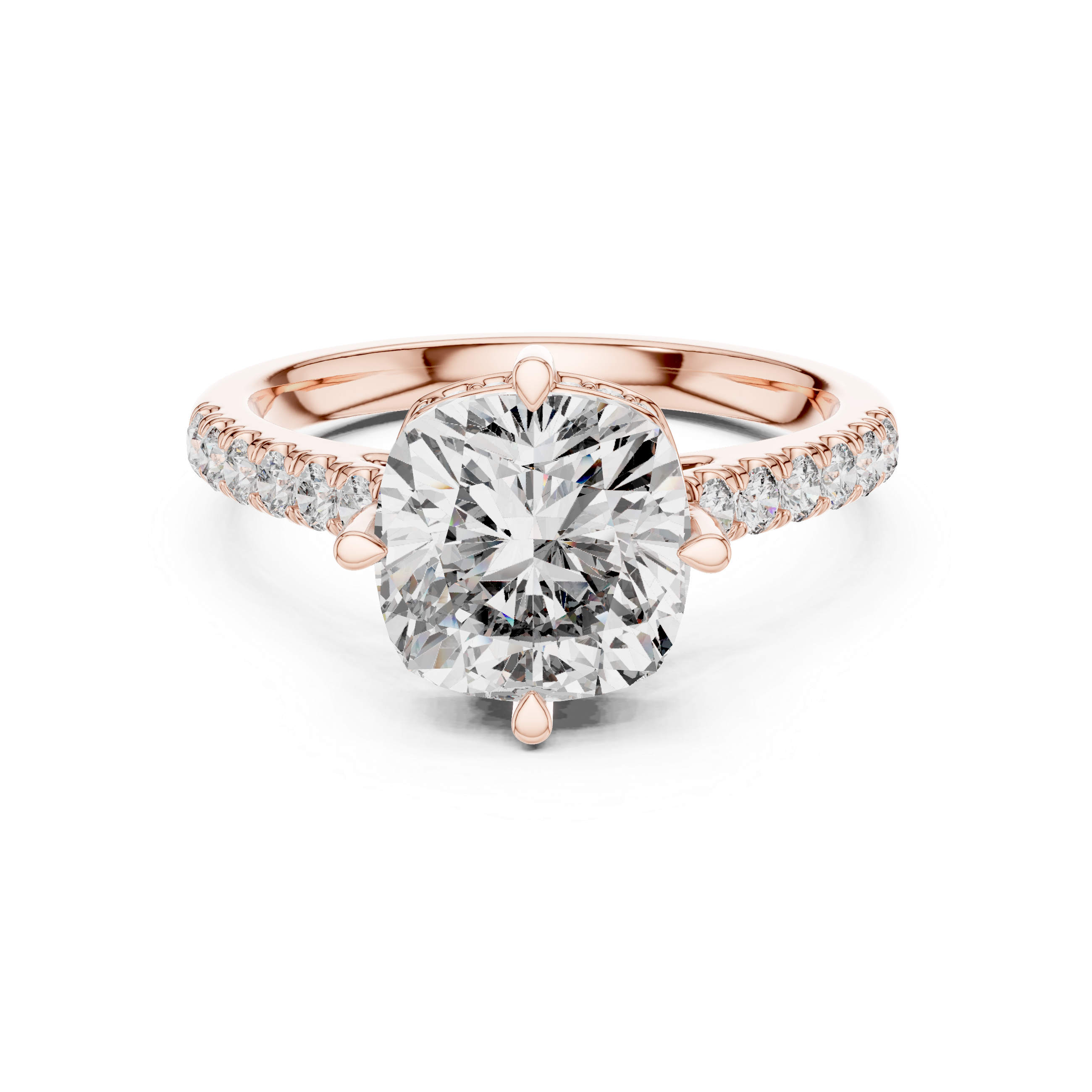 Cushion And Round Cut Brilliant Moissanite VVS1 Eternity Engagement Ring