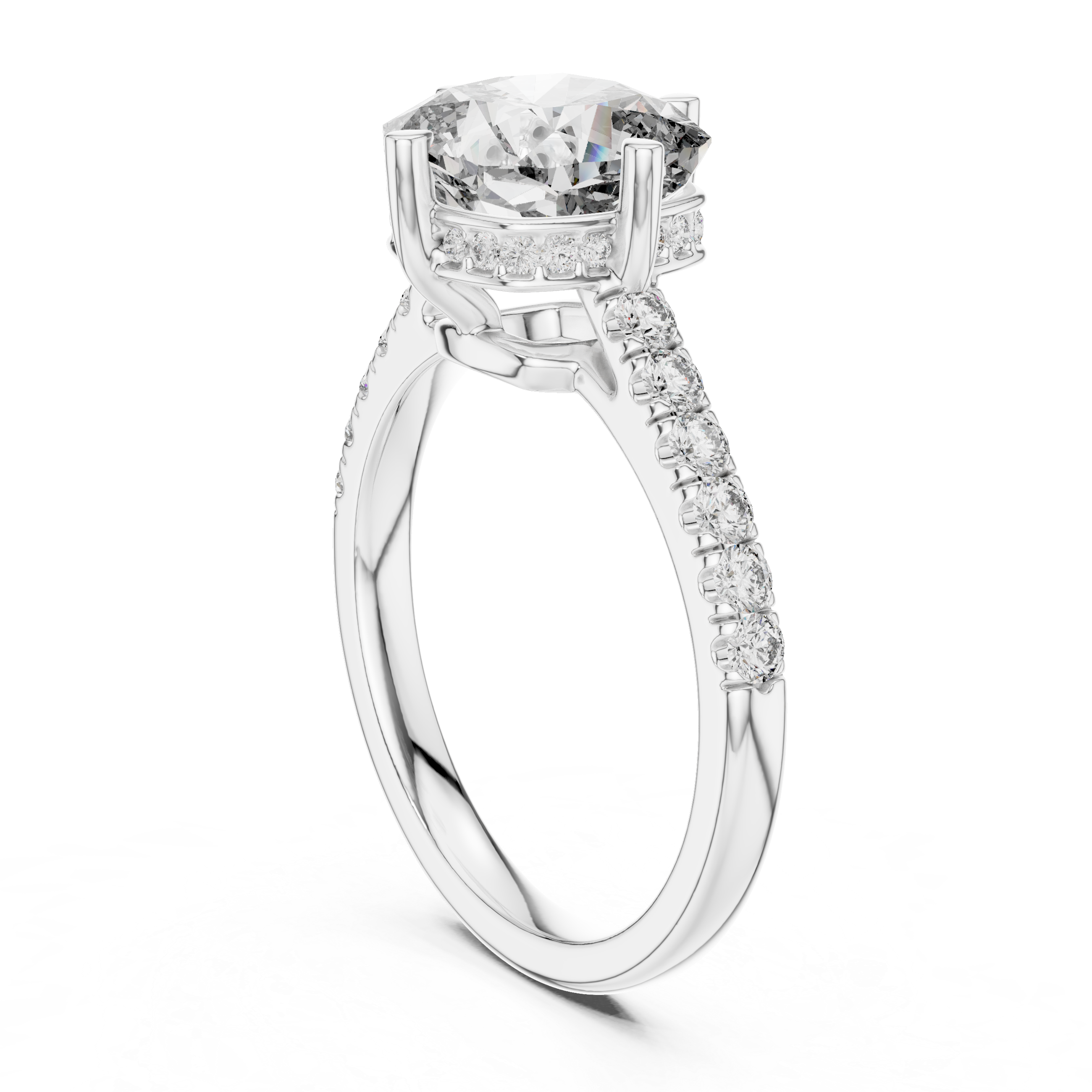 Cushion And Round Cut Brilliant Moissanite VVS1 Eternity Engagement Ring