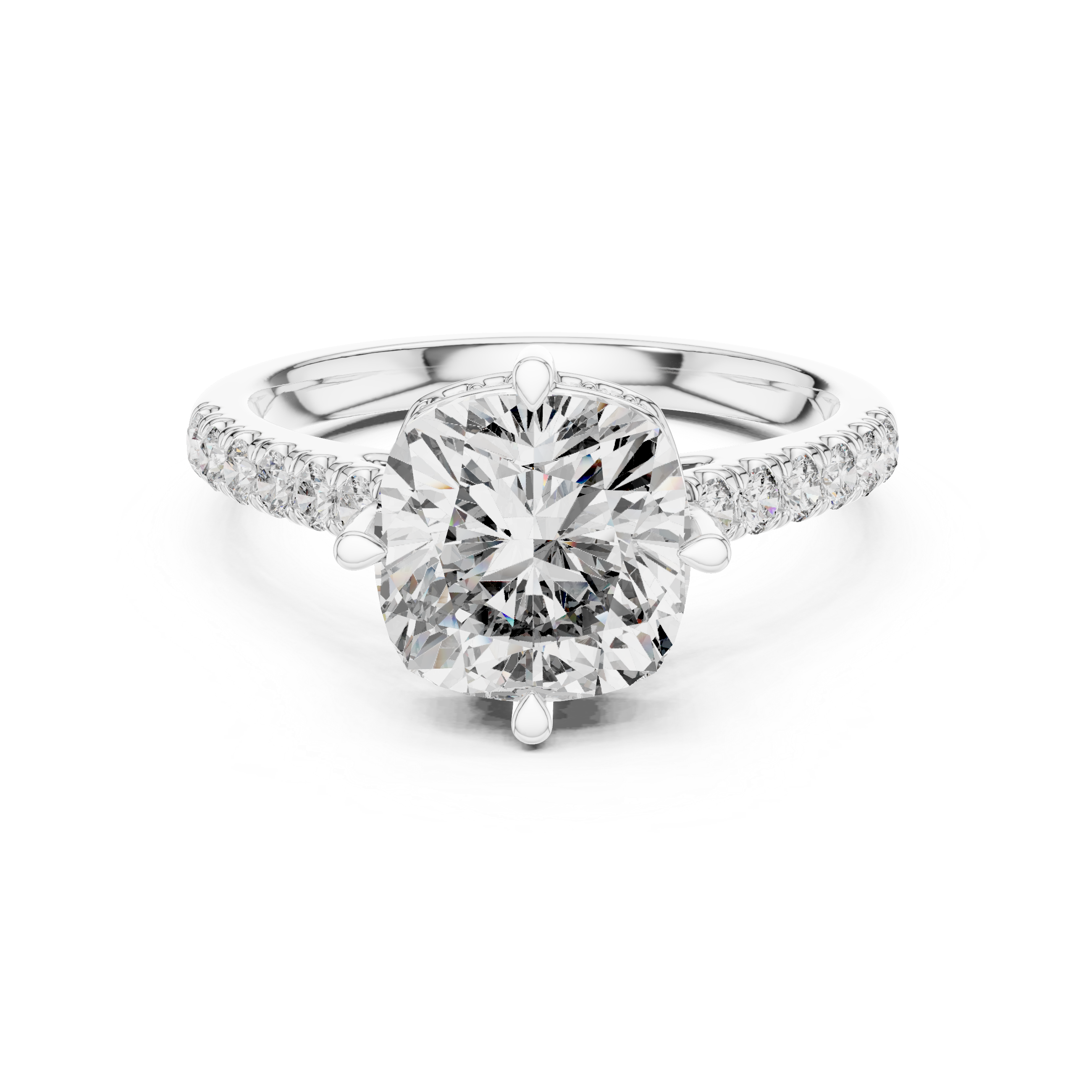Cushion And Round Cut Brilliant Moissanite VVS1 Eternity Engagement Ring